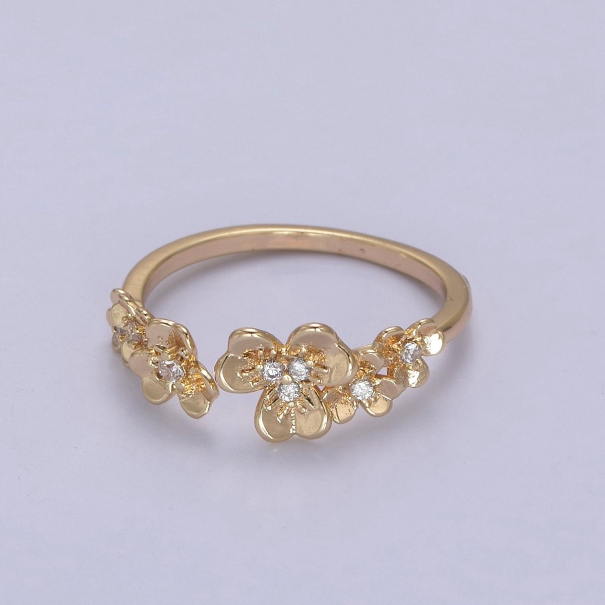 Dainty Daisy Ring in Gold Filled Silver Open Adjustable Flower Ring U-495 U-496 - DLUXCA