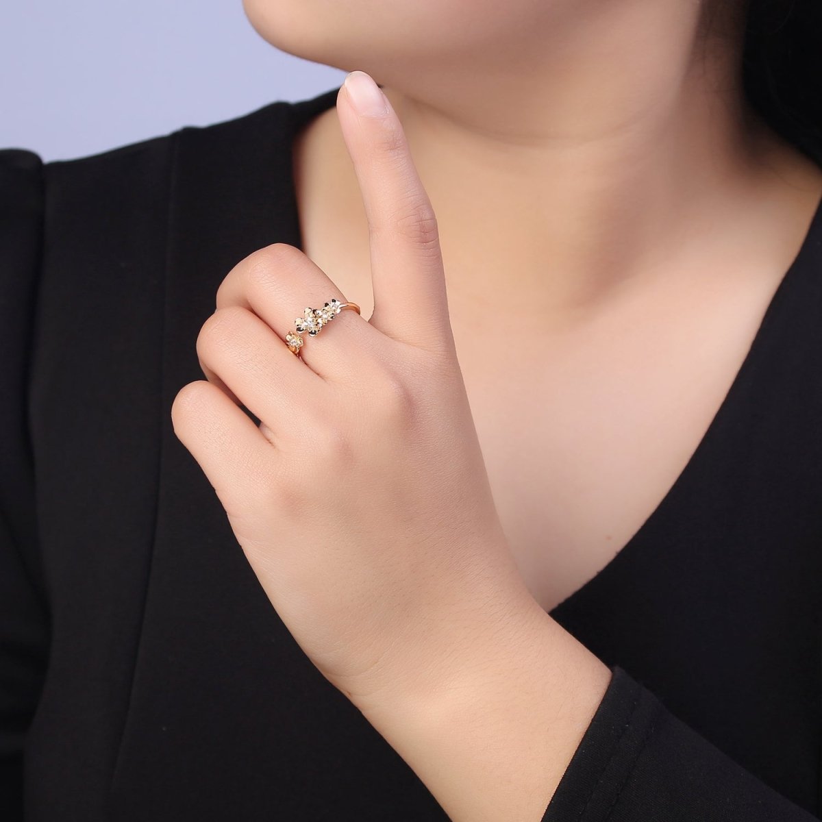 Dainty Daisy Ring in Gold Filled Silver Open Adjustable Flower Ring U-495 U-496 - DLUXCA