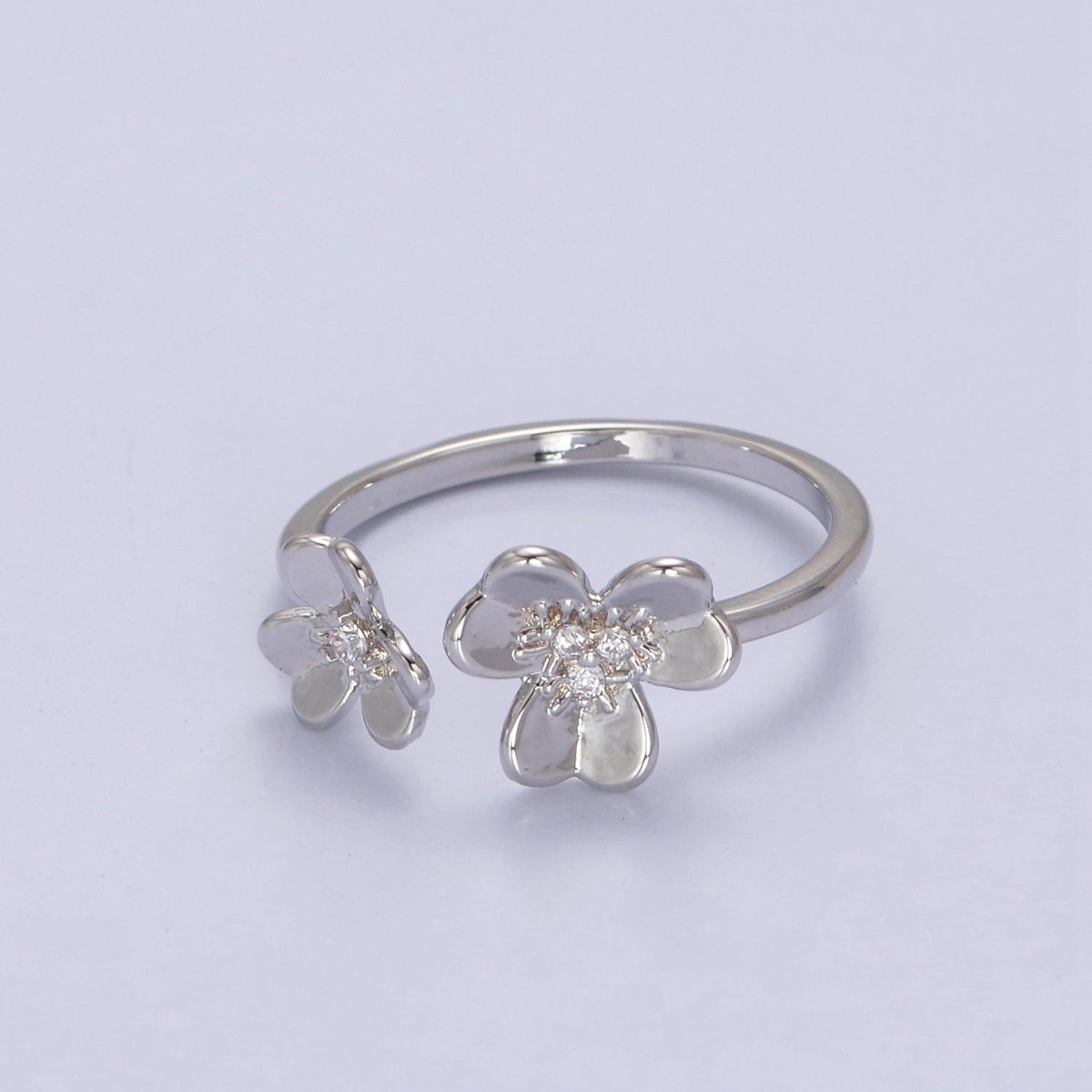 Dainty Daisy Ring in Gold / Silver Open Adjustable Flower Ring U-493 U-494 - DLUXCA