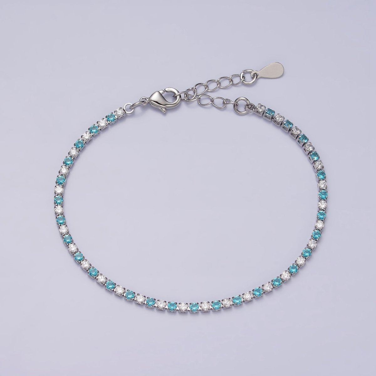 Dainty Diamond CZ Tennis Bracelet Blue Green Red Clear Cz Stone Tennis Bracelet | WA-1770 - WA-1777 - DLUXCA