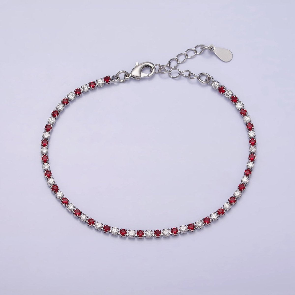 Dainty Diamond CZ Tennis Bracelet Blue Green Red Clear Cz Stone Tennis Bracelet | WA-1770 - WA-1777 - DLUXCA