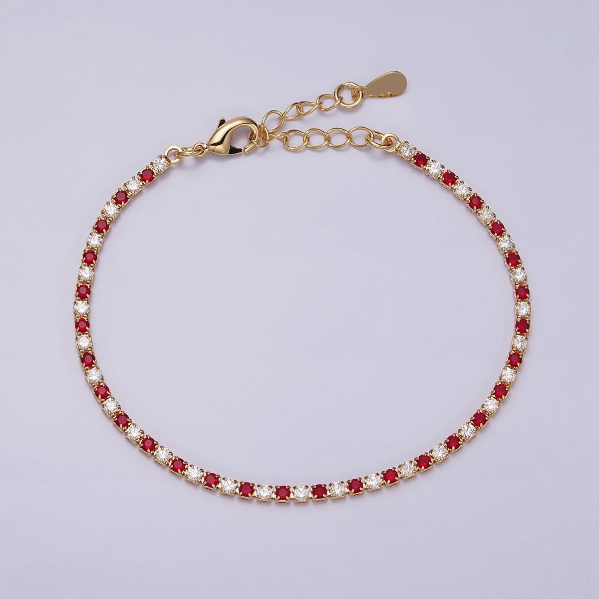 Dainty Diamond CZ Tennis Bracelet Blue Green Red Clear Cz Stone Tennis Bracelet | WA-1770 - WA-1777 - DLUXCA