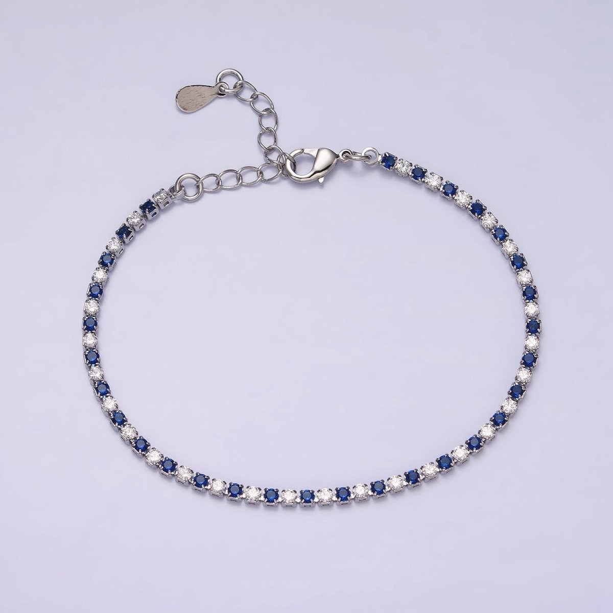 Dainty Diamond CZ Tennis Bracelet Blue Green Red Clear Cz Stone Tennis Bracelet | WA-1770 - WA-1777 - DLUXCA