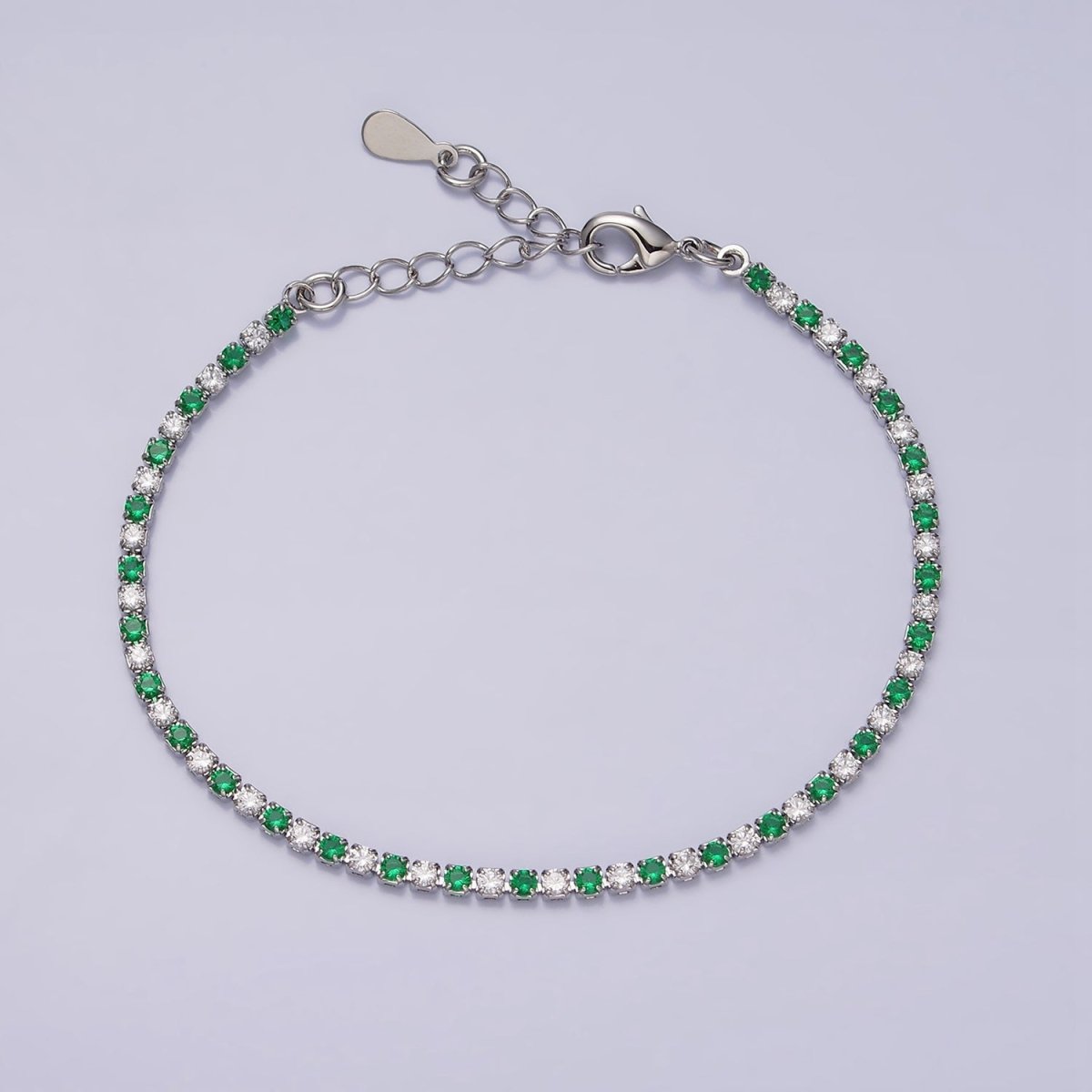 Dainty Diamond CZ Tennis Bracelet Blue Green Red Clear Cz Stone Tennis Bracelet | WA-1770 - WA-1777 - DLUXCA