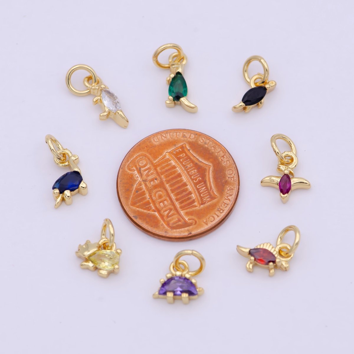 Dainty Dino Charm • Minimalist Mini Dinosaurus Charm • Cute Kawaii Dino Pendant for Earring Necklace Bracelet C-191 C-215 C-219 C-228 C-251 C-256 C-258 C-289 - DLUXCA