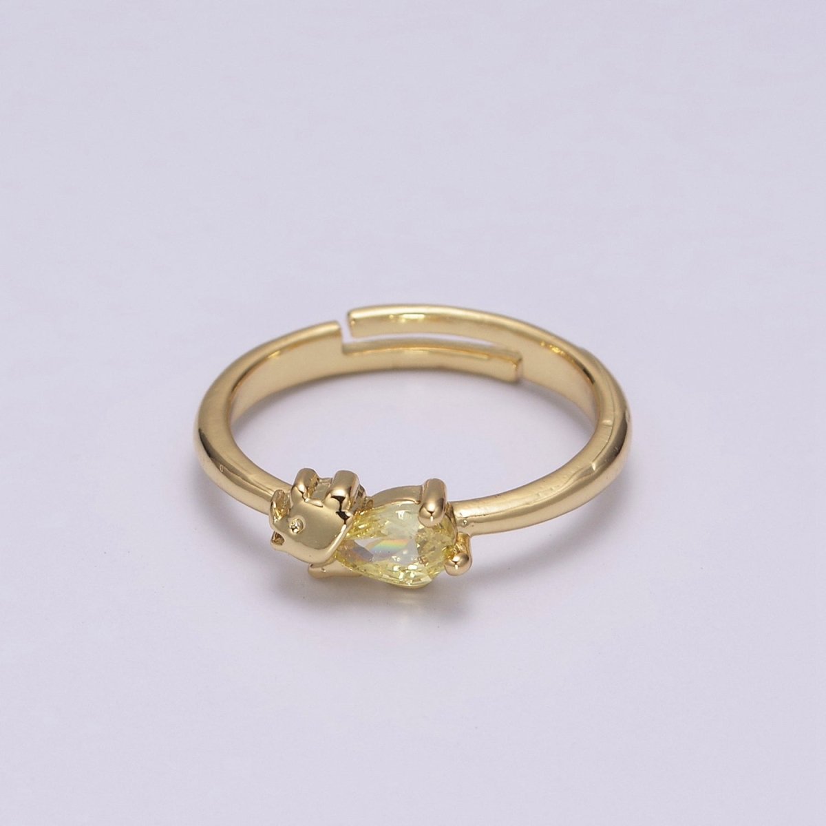 Dainty Dino Ring • Minimalist Dinosaurus Ring • Gold Open Adjustable Ring Cute Kawaii Dino U-151 ~ U-158 - DLUXCA