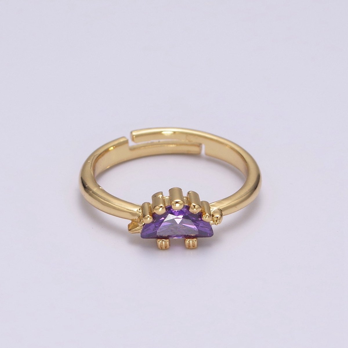 Dainty Dino Ring • Minimalist Dinosaurus Ring • Gold Open Adjustable Ring Cute Kawaii Dino U-151 ~ U-158 - DLUXCA