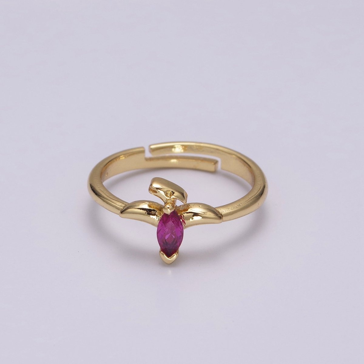 Dainty Dino Ring • Minimalist Dinosaurus Ring • Gold Open Adjustable Ring Cute Kawaii Dino U-151 ~ U-158 - DLUXCA