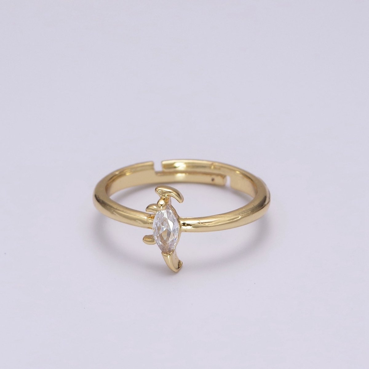 Dainty Dino Ring • Minimalist Dinosaurus Ring • Gold Open Adjustable Ring Cute Kawaii Dino U-151 ~ U-158 - DLUXCA