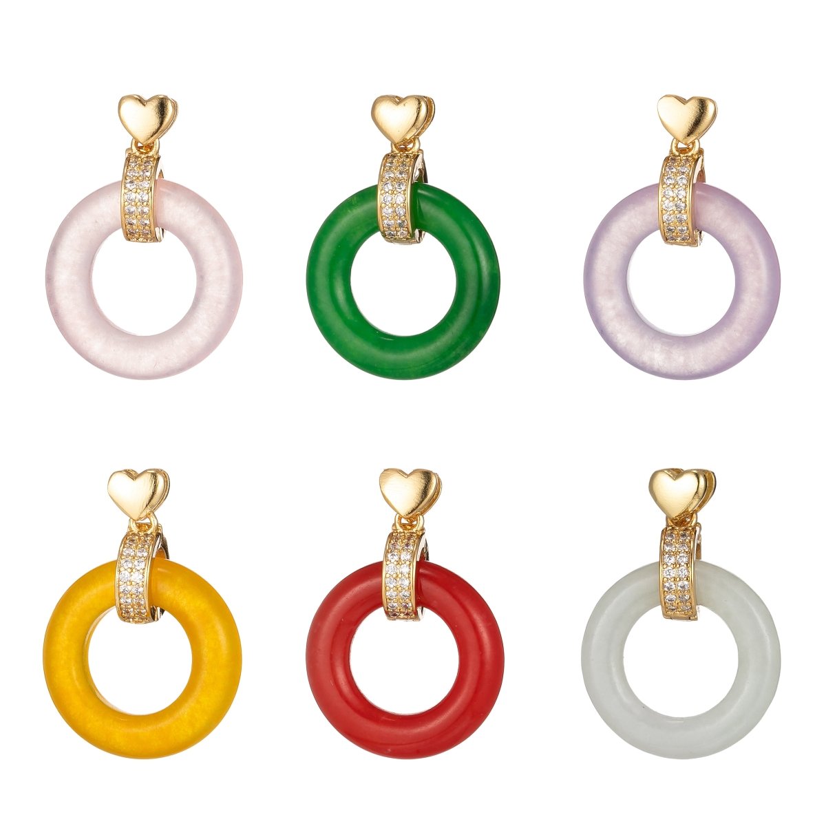 Dainty Donut Charm Pendant Acrylic Glass Dangle Charm J-852 J-853 J-854 J-855 J-856 - DLUXCA