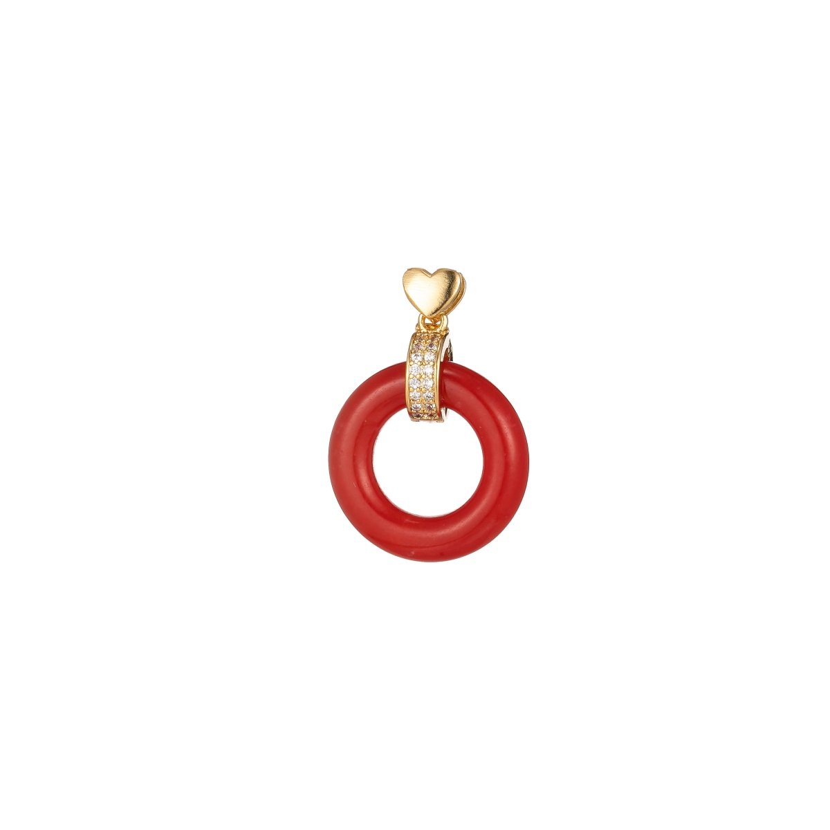 Dainty Donut Charm Pendant Acrylic Glass Dangle Charm J-852 J-853 J-854 J-855 J-856 - DLUXCA