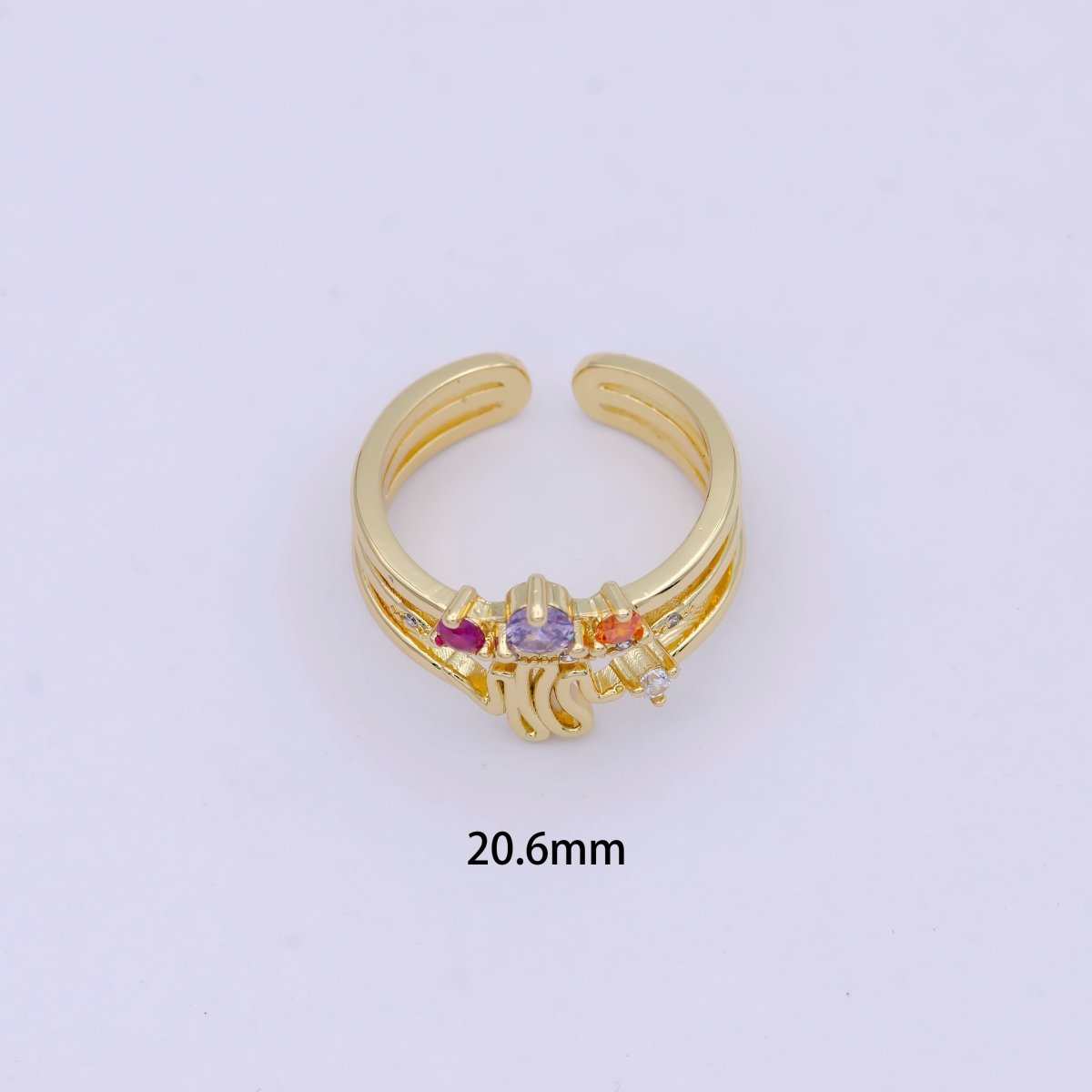 Dainty Double Layer CZ Crown Ring Stackable Ring S-395 - DLUXCA