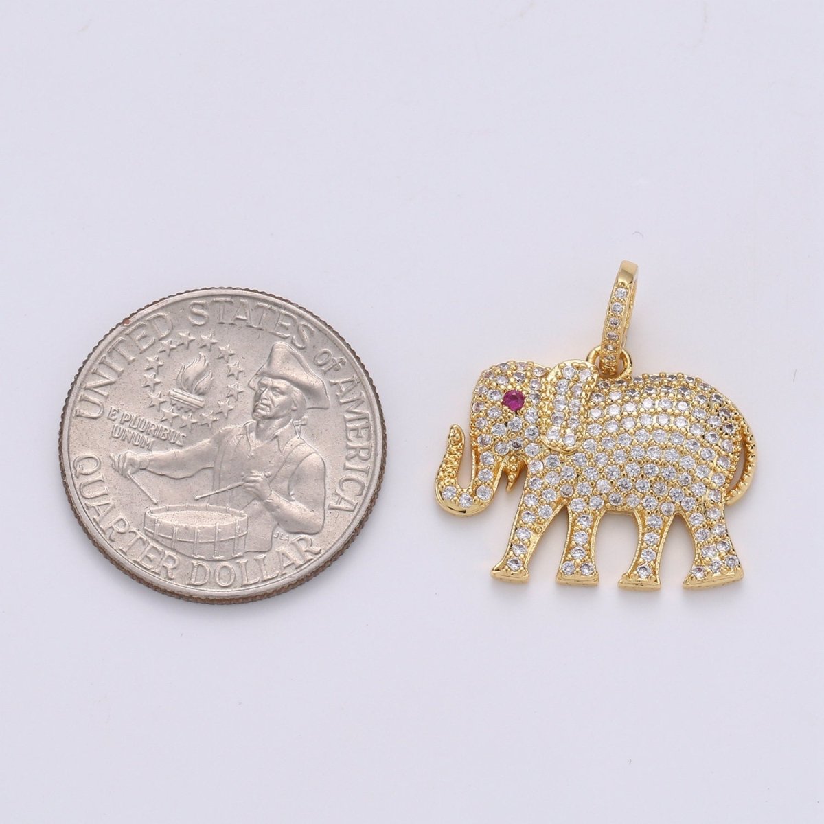 Dainty Elephant Charm, 14K Gold Filled Micro Pave CZ Elephant Pendant,Wild Animal Pendant Necklace Bracelet Earring Charms Dangle I-924 - DLUXCA