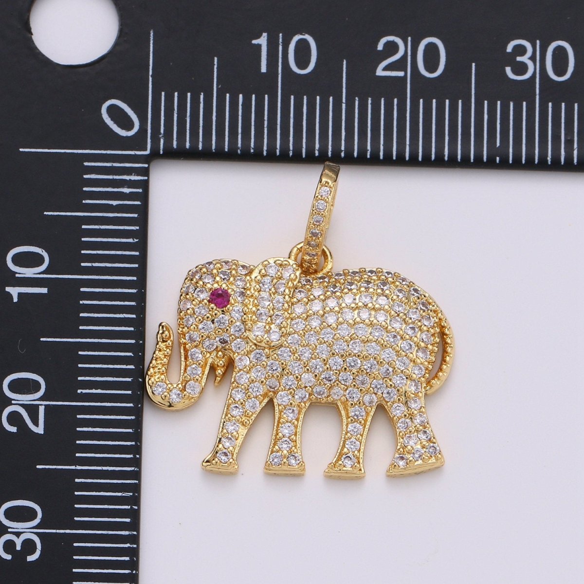 Dainty Elephant Charm, 14K Gold Filled Micro Pave CZ Elephant Pendant,Wild Animal Pendant Necklace Bracelet Earring Charms Dangle I-924 - DLUXCA