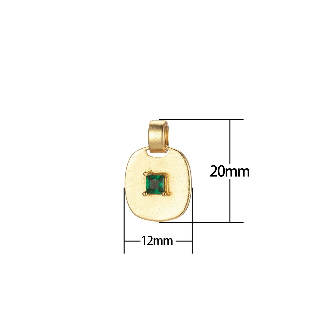 Dainty Emerald Green, Red, Clear CZ Square Gold Medallion Charm Tiny Small Pendant Tag Charm, Bracelet Necklace Earring Finding J-848~J-850 - DLUXCA