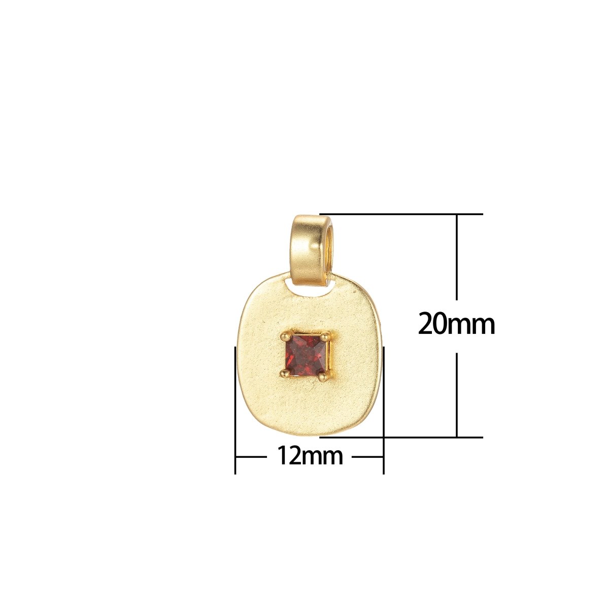 Dainty Emerald Green, Red, Clear CZ Square Gold Medallion Charm Tiny Small Pendant Tag Charm, Bracelet Necklace Earring Finding J-848~J-850 - DLUXCA