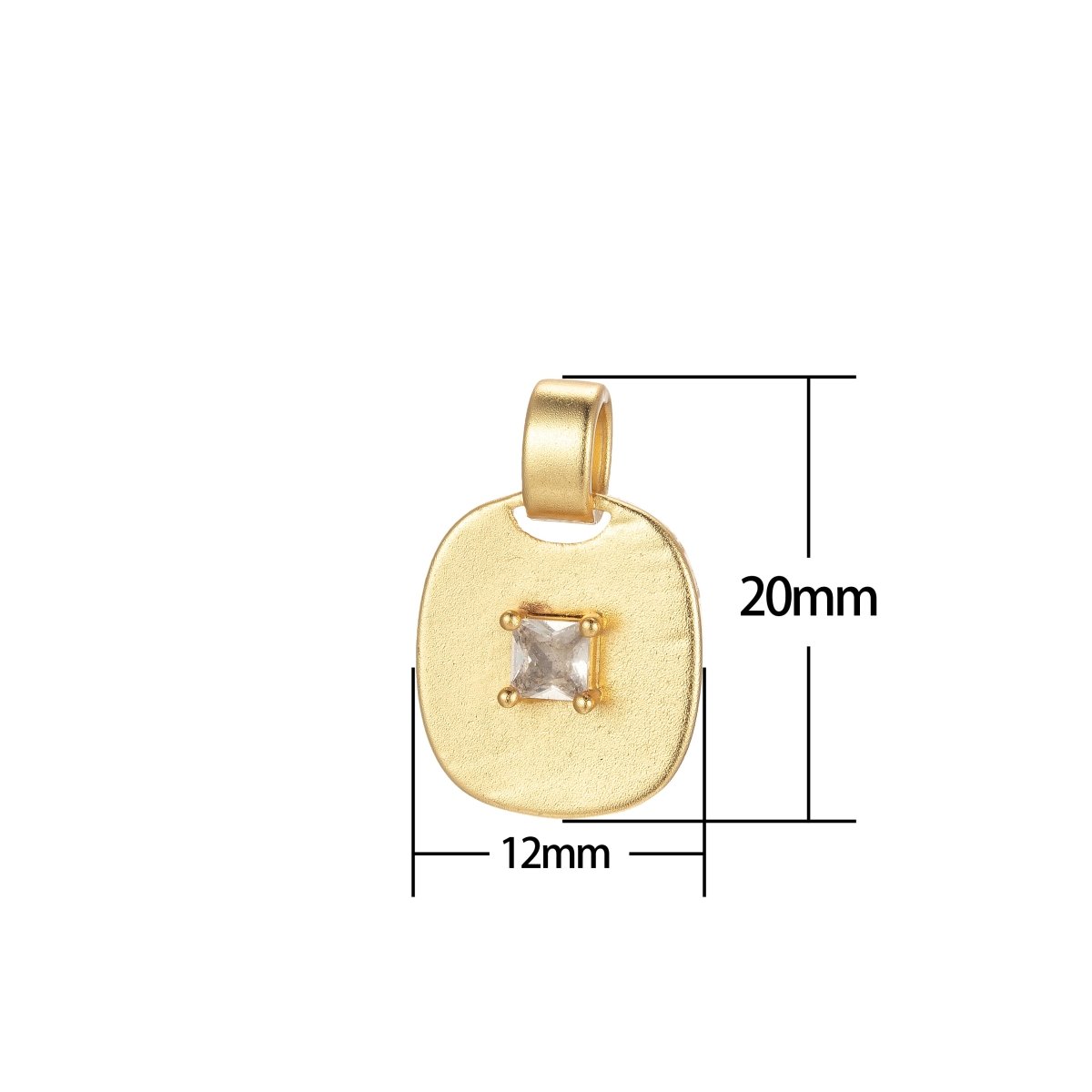 Dainty Emerald Green, Red, Clear CZ Square Gold Medallion Charm Tiny Small Pendant Tag Charm, Bracelet Necklace Earring Finding J-848~J-850 - DLUXCA