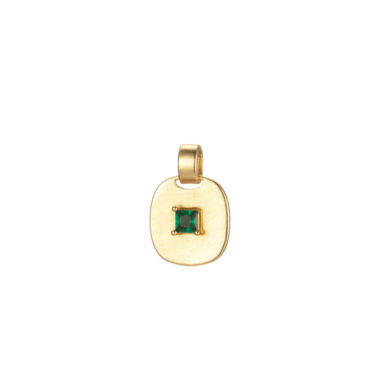 Dainty Emerald Green, Red, Clear CZ Square Gold Medallion Charm Tiny Small Pendant Tag Charm, Bracelet Necklace Earring Finding J-848~J-850 - DLUXCA
