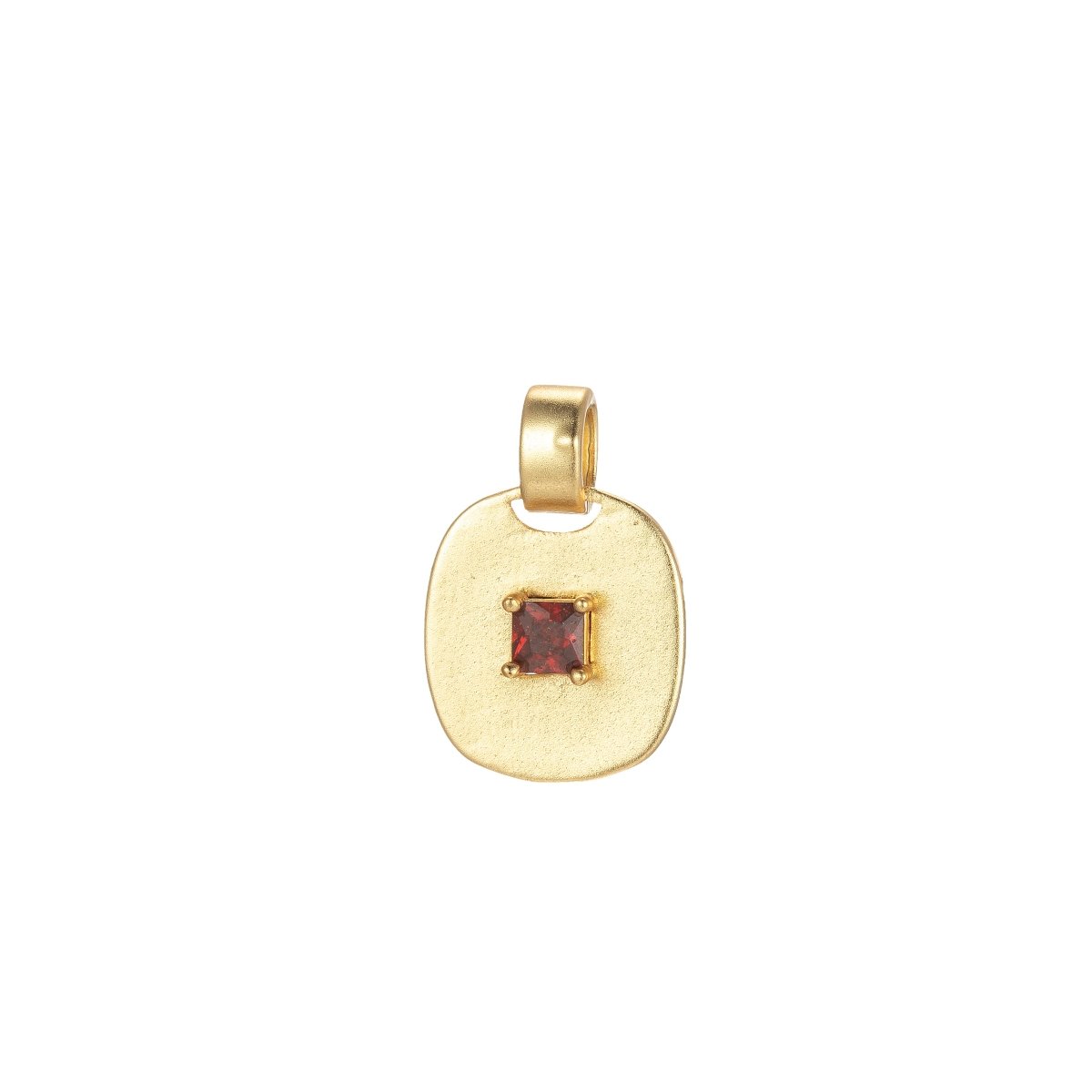 Dainty Emerald Green, Red, Clear CZ Square Gold Medallion Charm Tiny Small Pendant Tag Charm, Bracelet Necklace Earring Finding J-848~J-850 - DLUXCA