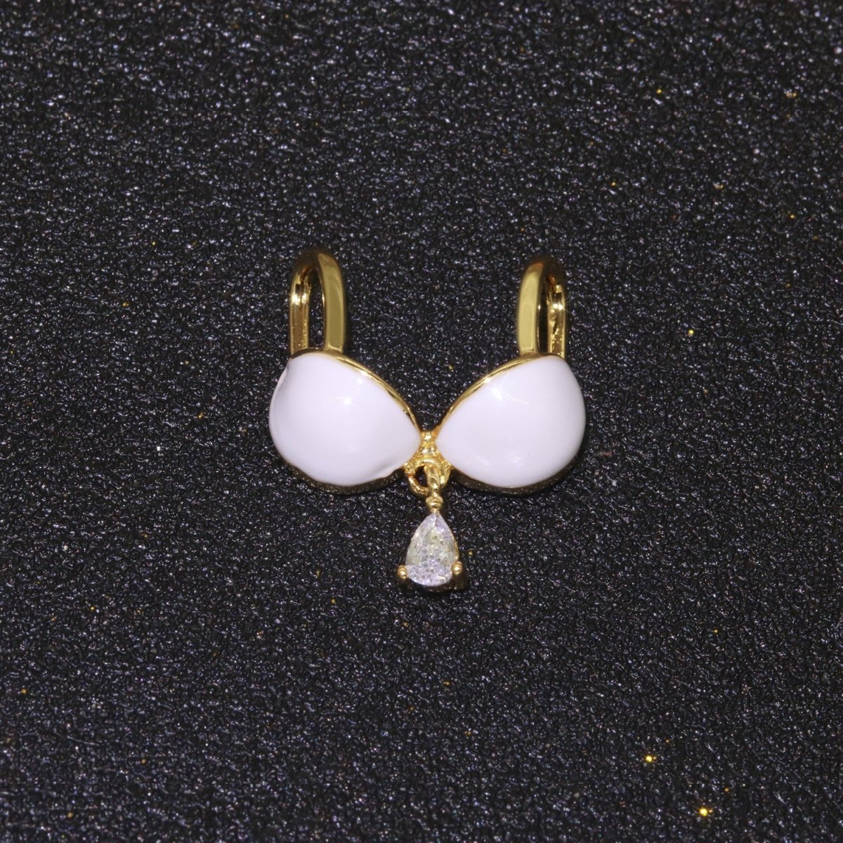 Dainty Enamel Bra Charm Cubic Dangle Tear Drop Shape Pendant 14K Gold Filled Bikini Charm for Statement Minimalist Necklace for Women F-884~F-891 - DLUXCA