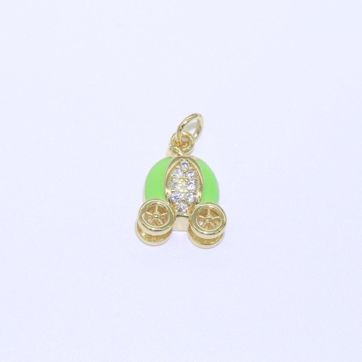 Dainty Enamel Carriage Charm Cinderella Carriage Charm, Pumpkin Necklace Pendant for Kids Jewelry Inspired Pink Green Orange Purple Charm M-339-M-346 - DLUXCA