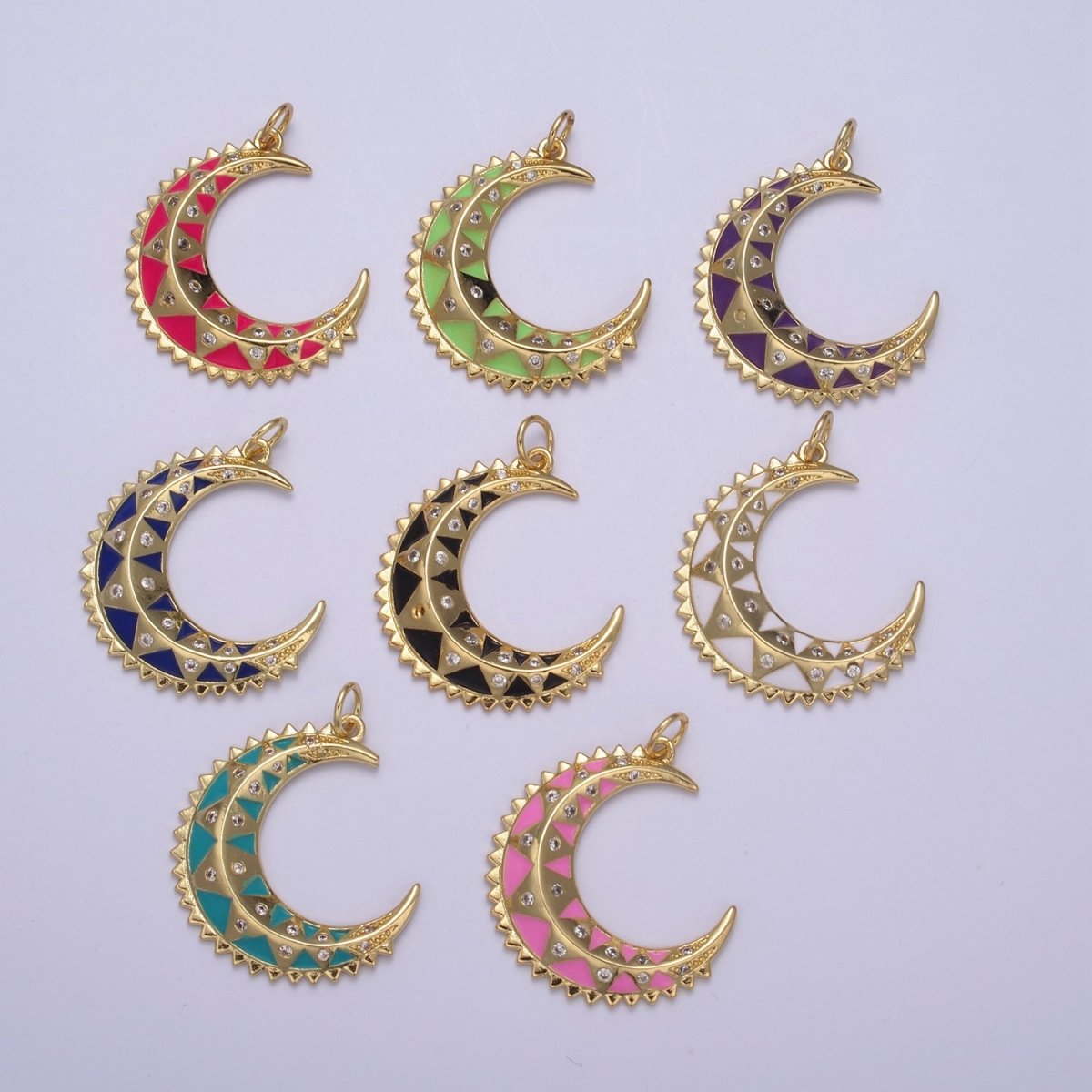 Dainty Enamel Crescent Moon Charm, Celestial Jewelry Gold Moon Pendant, 14K Gold Filled Moon Charm Pendant for Necklace Bracelet Charm Supply N-736 - N-743 - DLUXCA