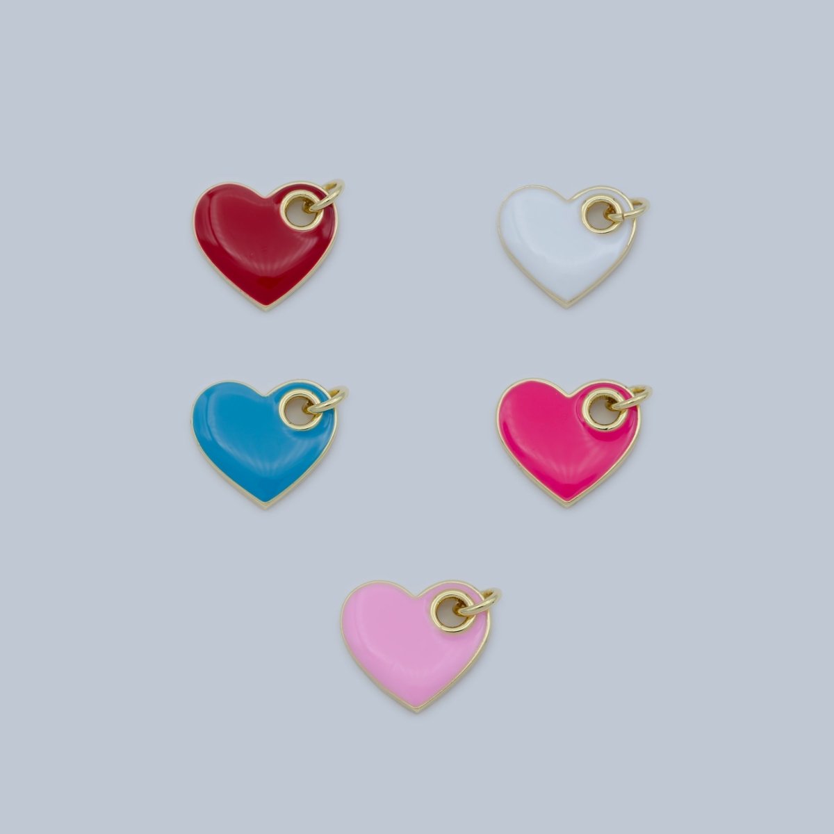 Dainty Enamel Heart Charm Colorful Sideways Heart Pendant Necklace Earring Bracelet Supply for Love Dainty Minimalist Heart Blue Pink Red M-298-M-302 - DLUXCA
