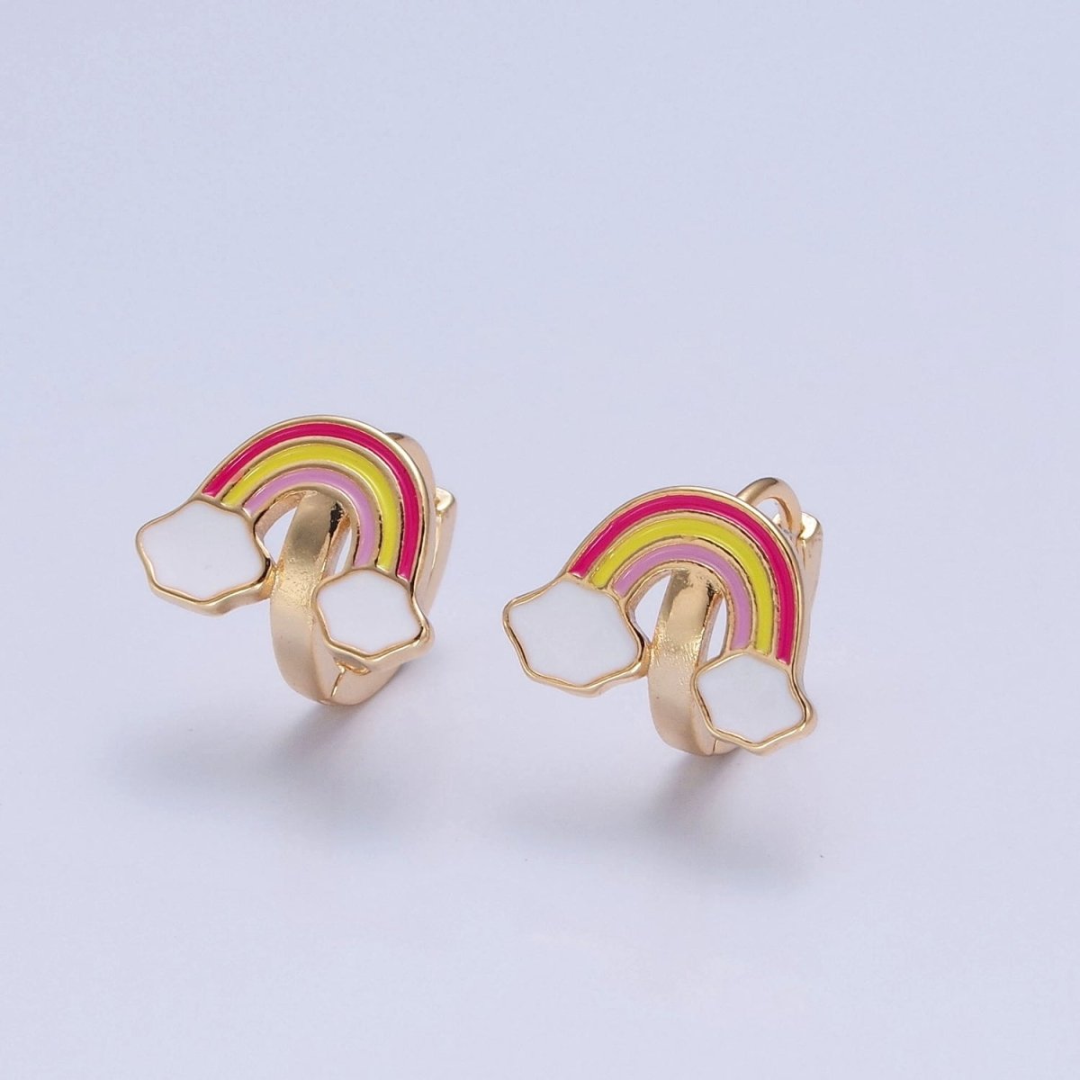 Dainty Enamel Rainbow Huggie Earring Kawaii Cloud Earring T-433 - DLUXCA