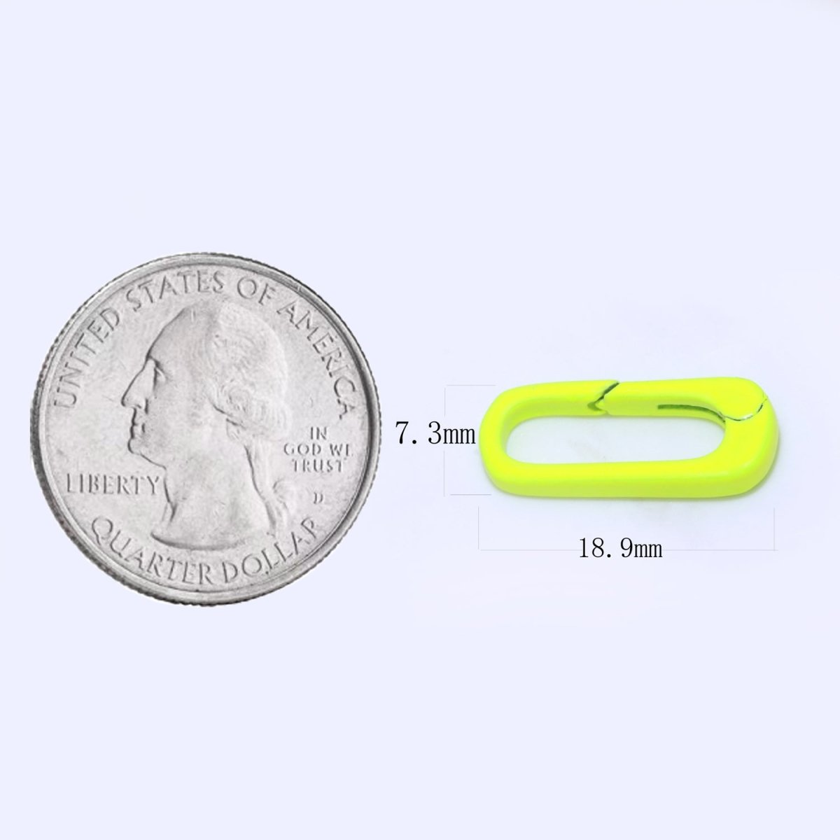 Dainty Enamel Spring Gate Ring, Push Gate ring, 18.5mm Oval Ring, Charm Holder Pink Green Red Clasp for Link Connector Clasp L-419~L-427 - DLUXCA