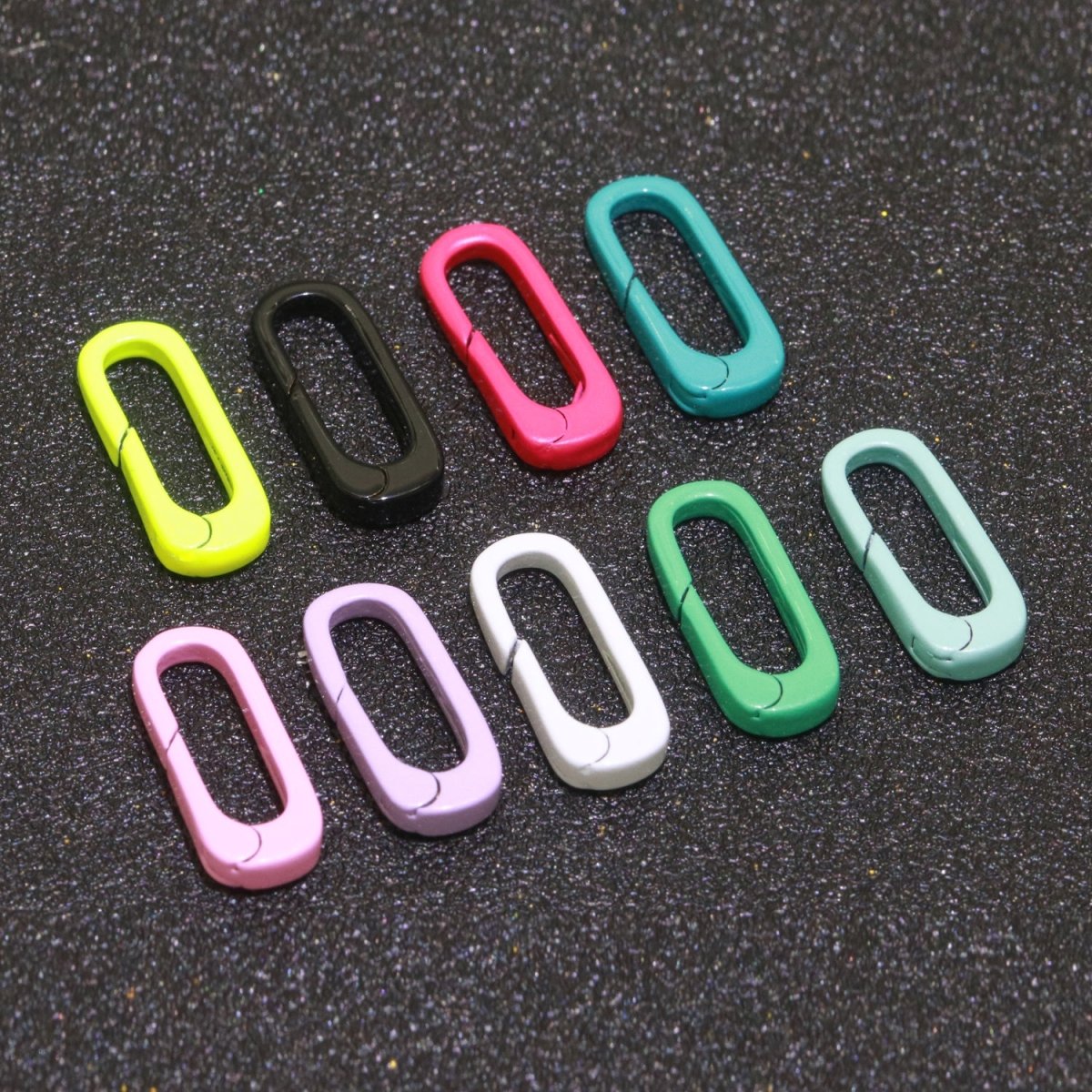 Dainty Enamel Spring Gate Ring, Push Gate ring, 18.5mm Oval Ring, Charm Holder Pink Green Red Clasp for Link Connector Clasp L-419~L-427 - DLUXCA