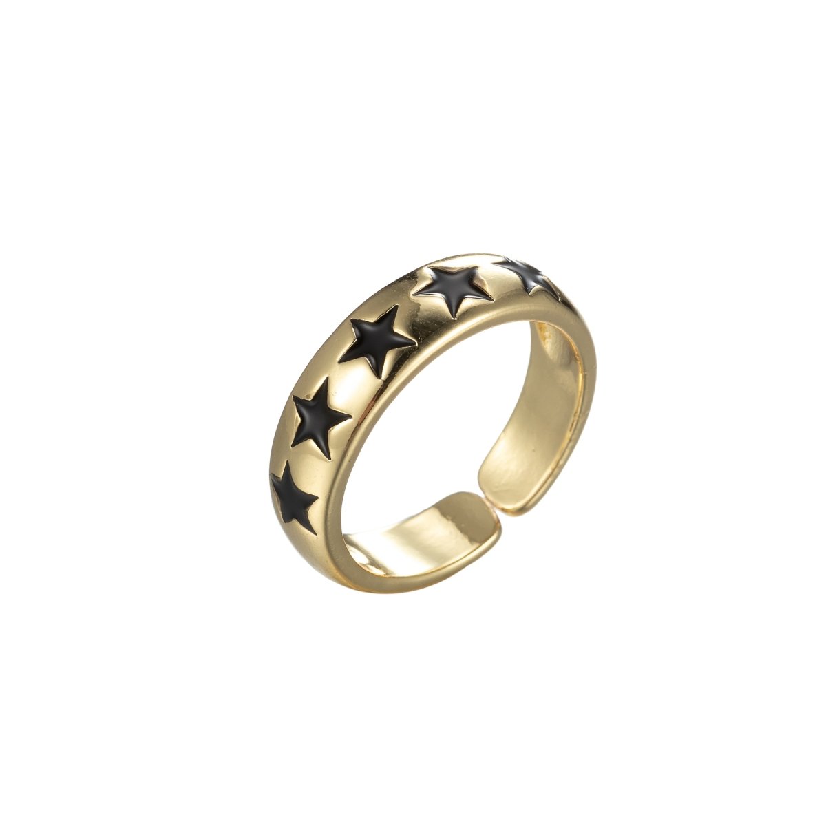 Dainty Enamel Star Ring Open Adjustable Gold Filled Stackable Celestial Ring - DLUXCA