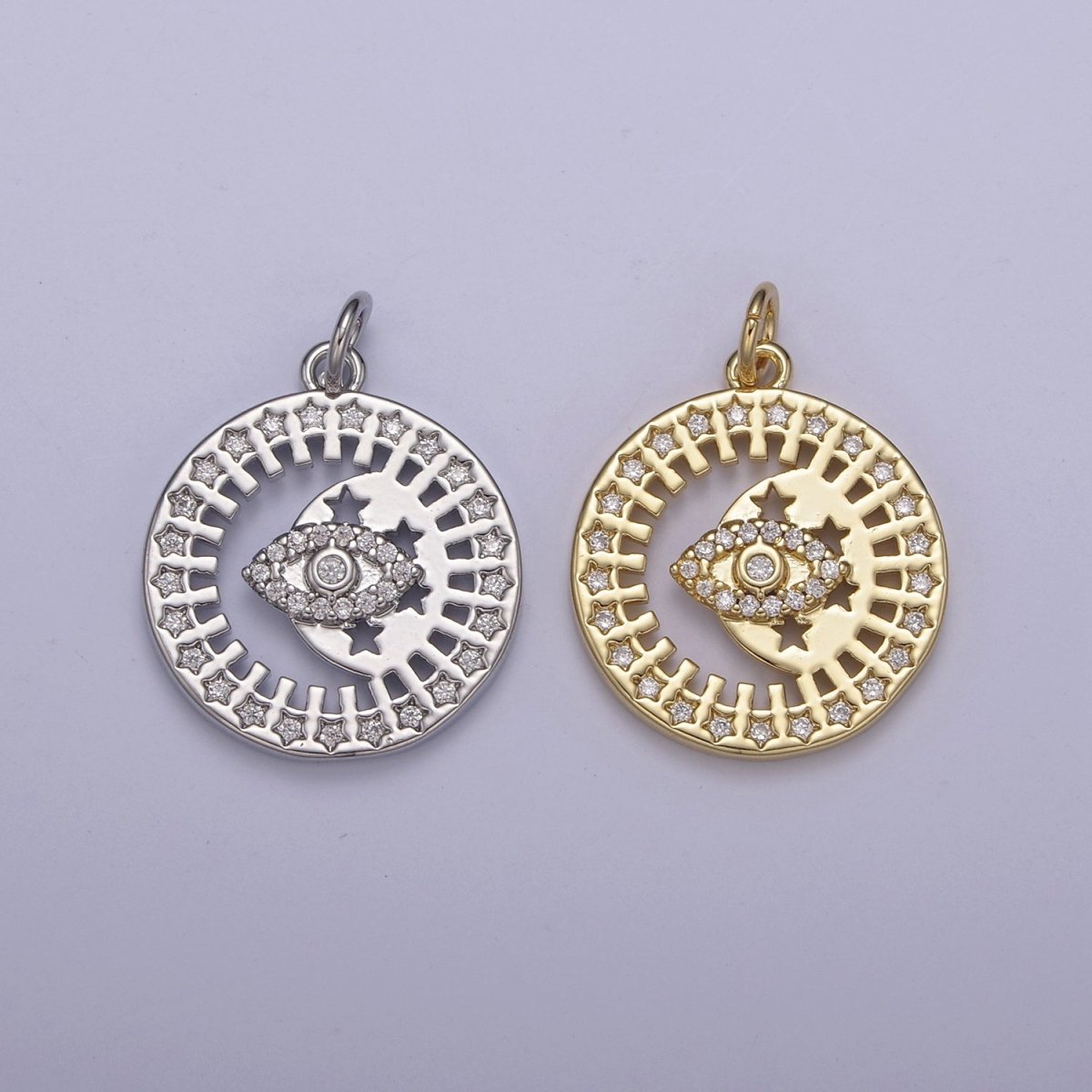 Dainty Evil Eye Charm Coin Round Medallion Add on Charm for Necklace Bracelet Supply N-671 N-672 - DLUXCA