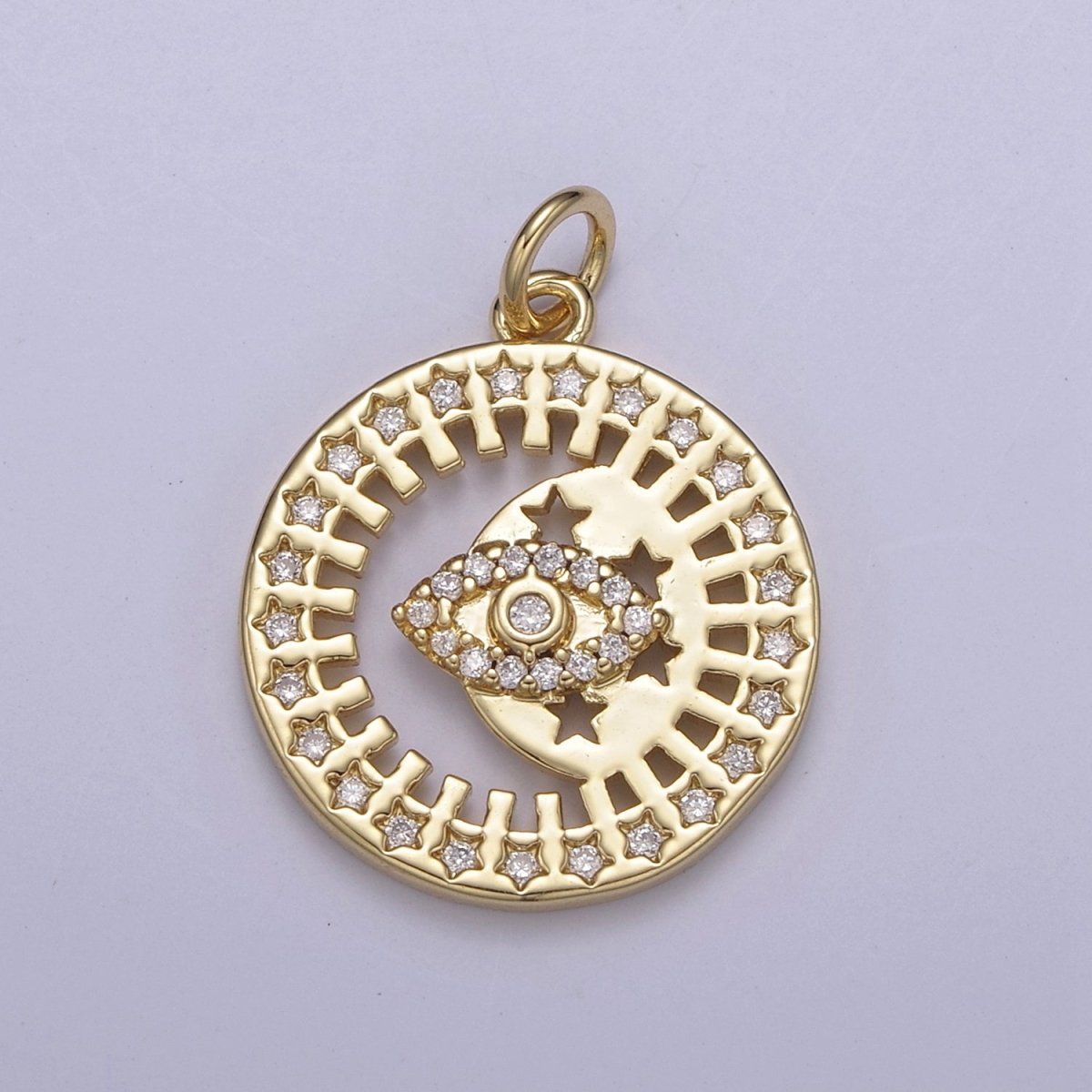 Dainty Evil Eye Charm Coin Round Medallion Add on Charm for Necklace Bracelet Supply N-671 N-672 - DLUXCA