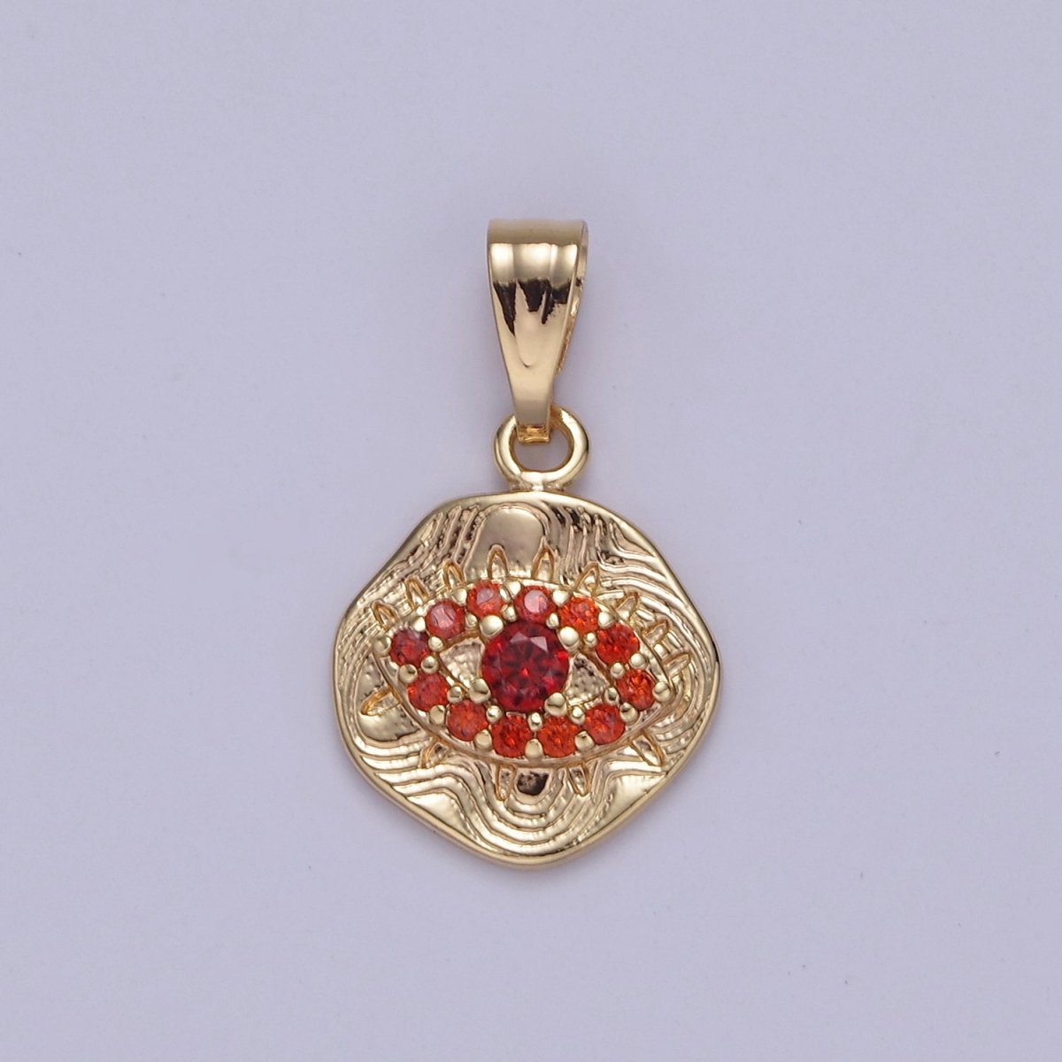 Dainty Evil Eye Charm with Orange / Topaz Cubic Zirconia Pendant J-425 J-426 - DLUXCA