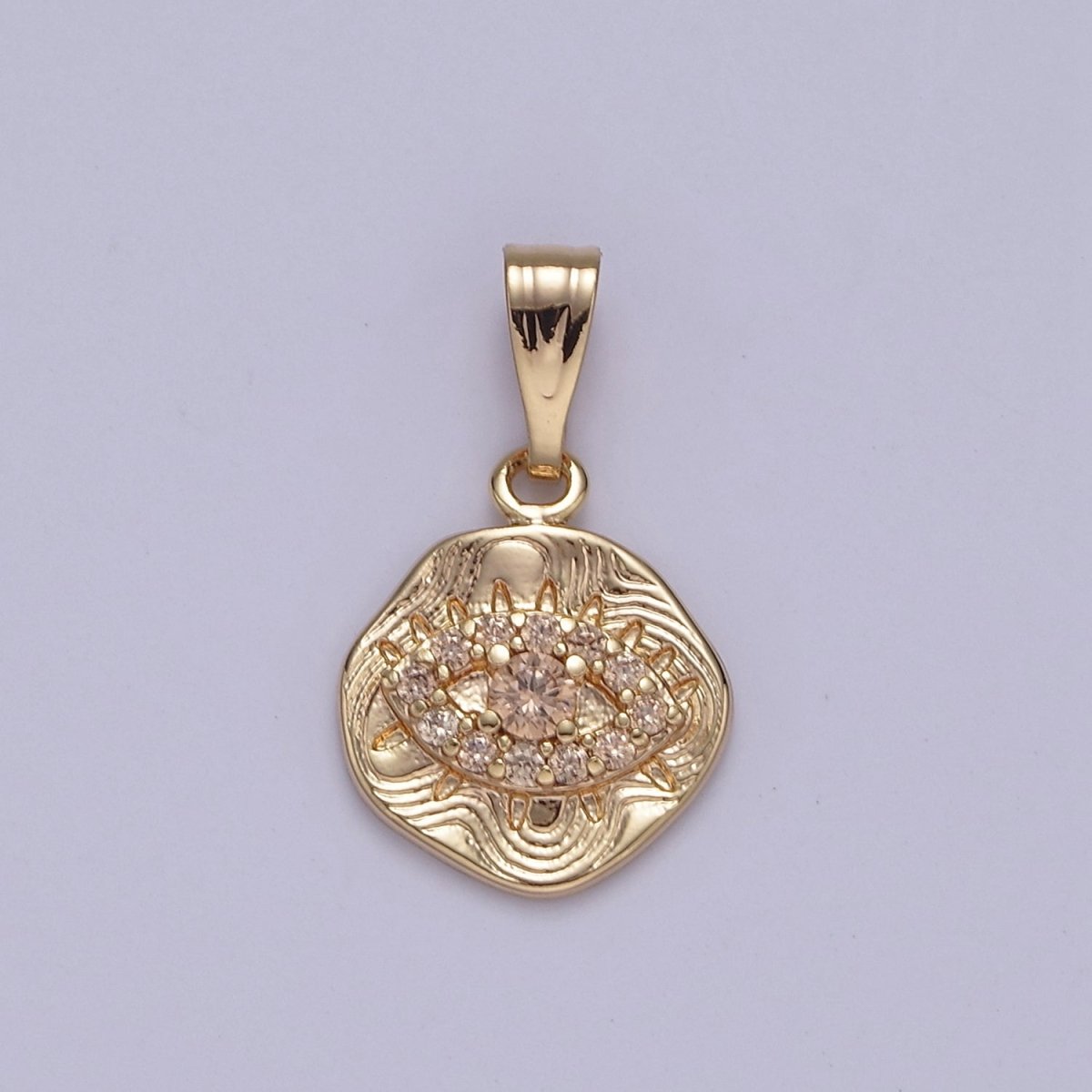 Dainty Evil Eye Charm with Orange / Topaz Cubic Zirconia Pendant J-425 J-426 - DLUXCA