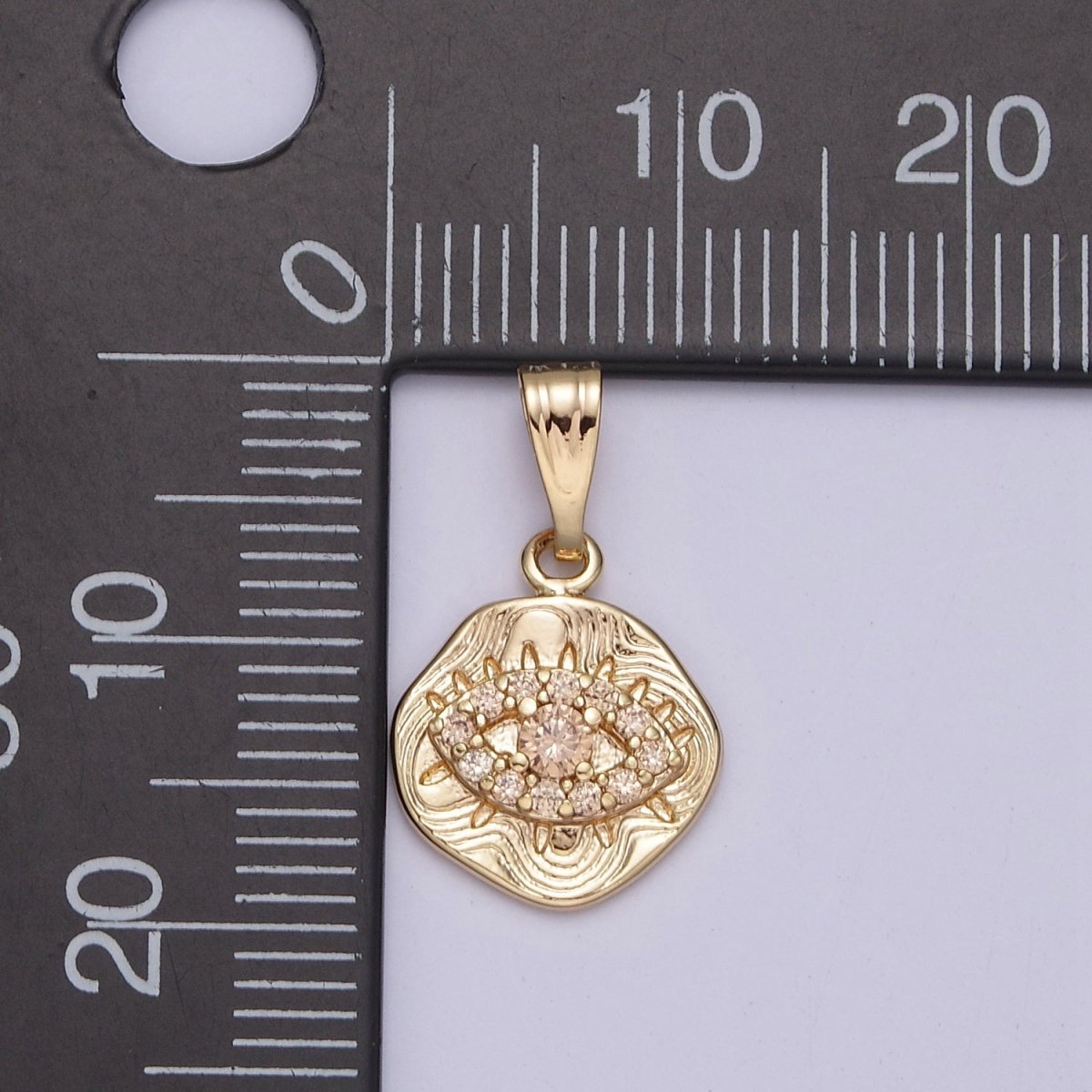 Dainty Evil Eye Charm with Orange / Topaz Cubic Zirconia Pendant J-425 J-426 - DLUXCA