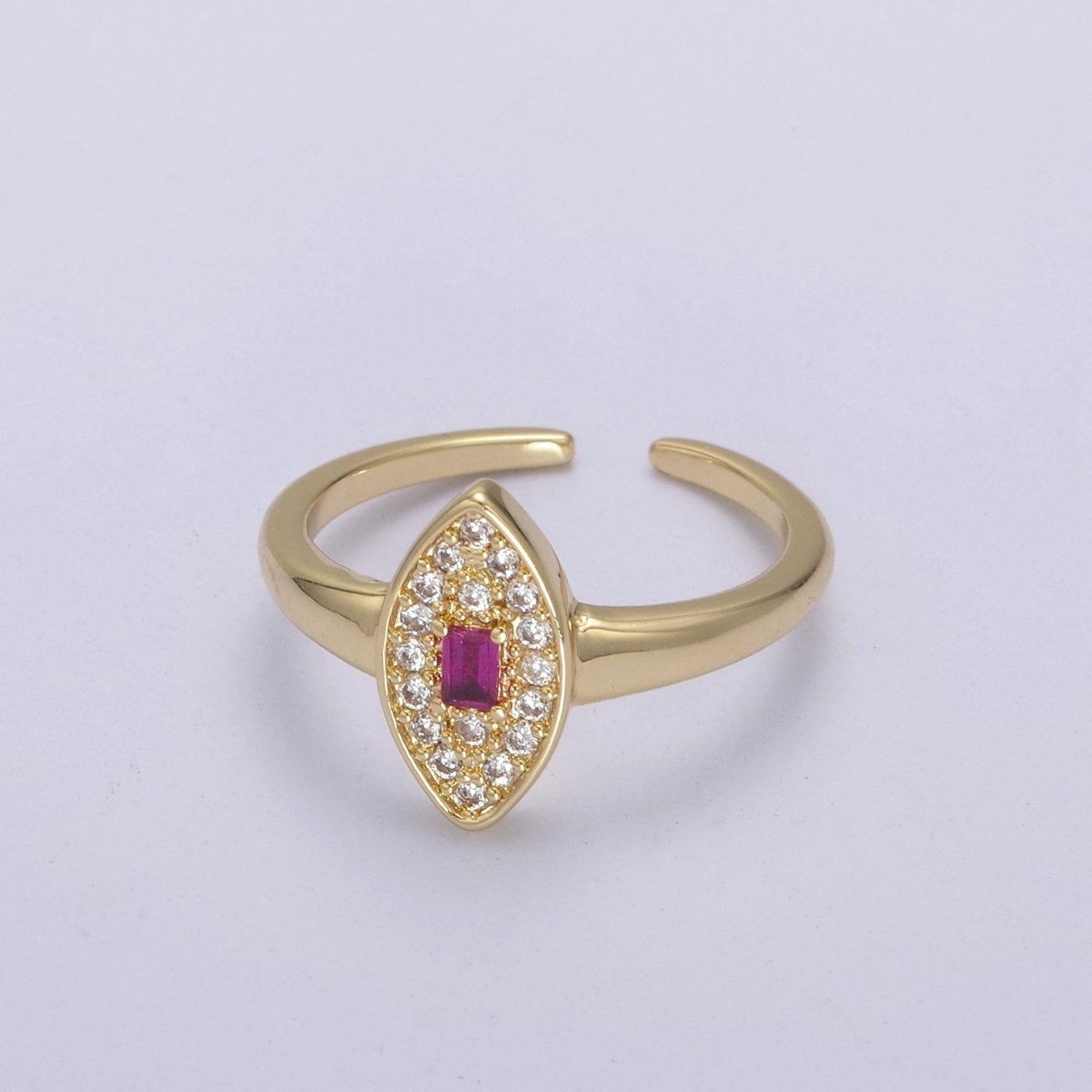 Dainty Evil Eye Cz Ring Minimalist Jewelry Gold Filled Open Adjustable Ring U-276 ~ U-280 - DLUXCA