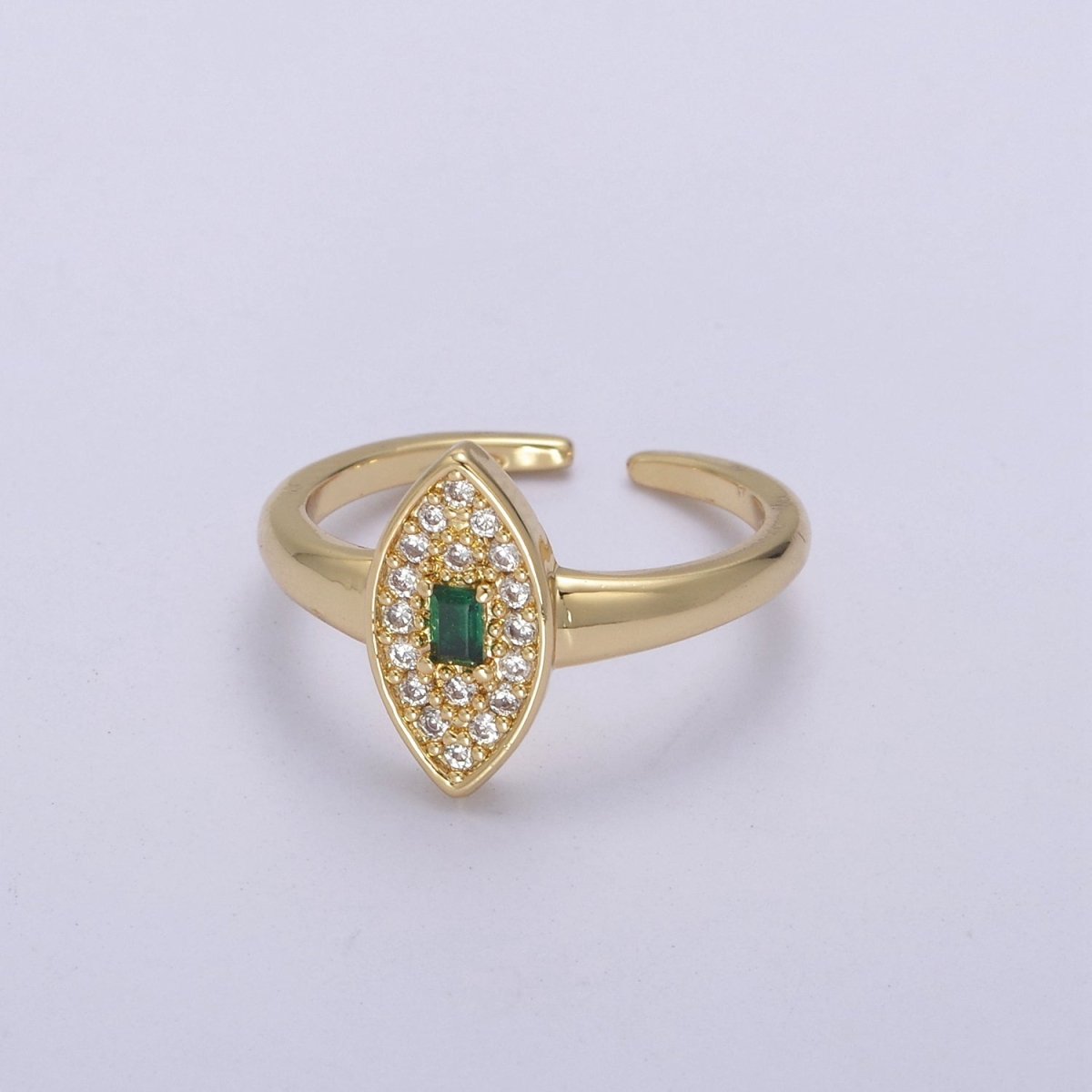 Dainty Evil Eye Cz Ring Minimalist Jewelry Gold Filled Open Adjustable Ring U-276 ~ U-280 - DLUXCA