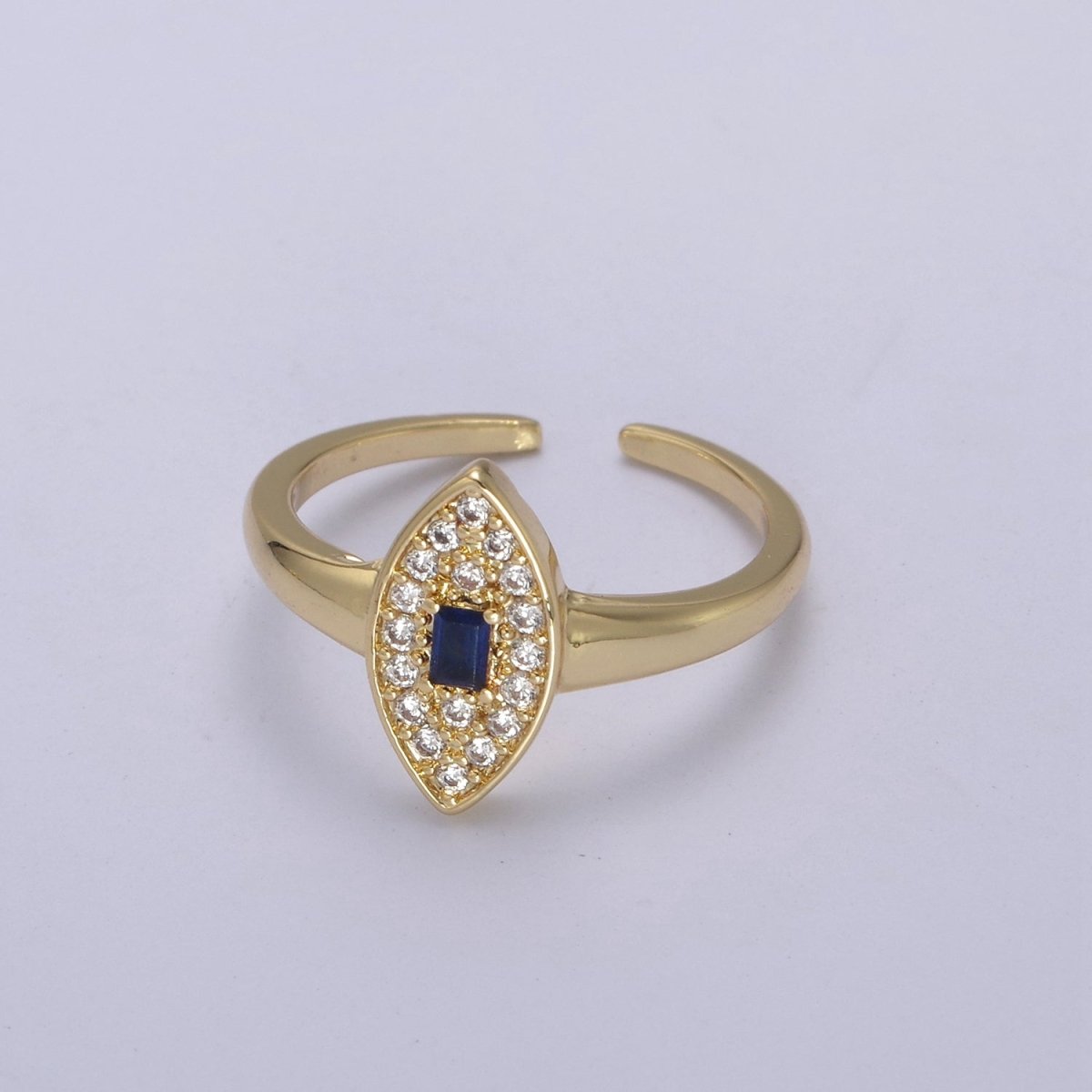 Dainty Evil Eye Cz Ring Minimalist Jewelry Gold Filled Open Adjustable Ring U-276 ~ U-280 - DLUXCA