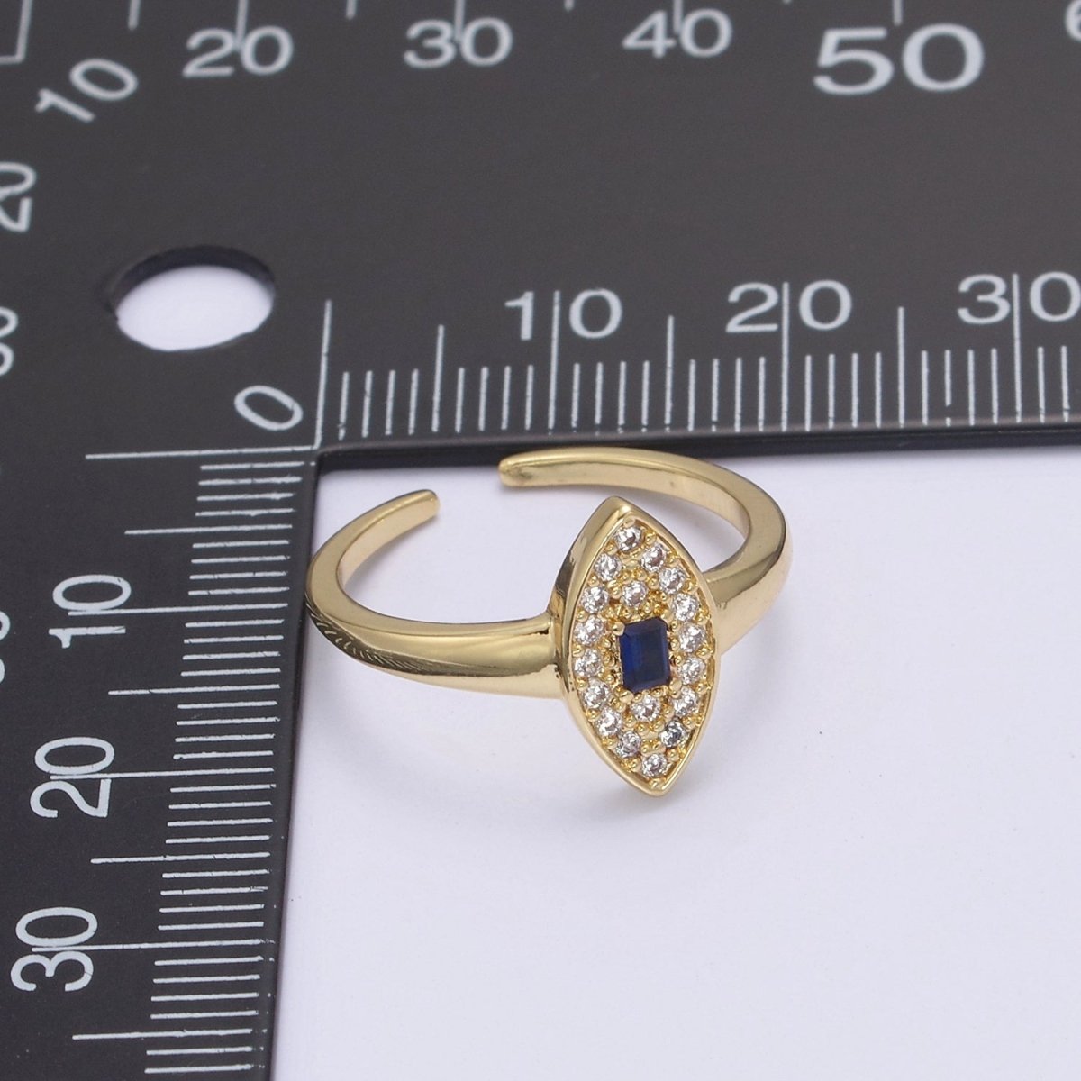 Dainty Evil Eye Cz Ring Minimalist Jewelry Gold Filled Open Adjustable Ring U-276 ~ U-280 - DLUXCA