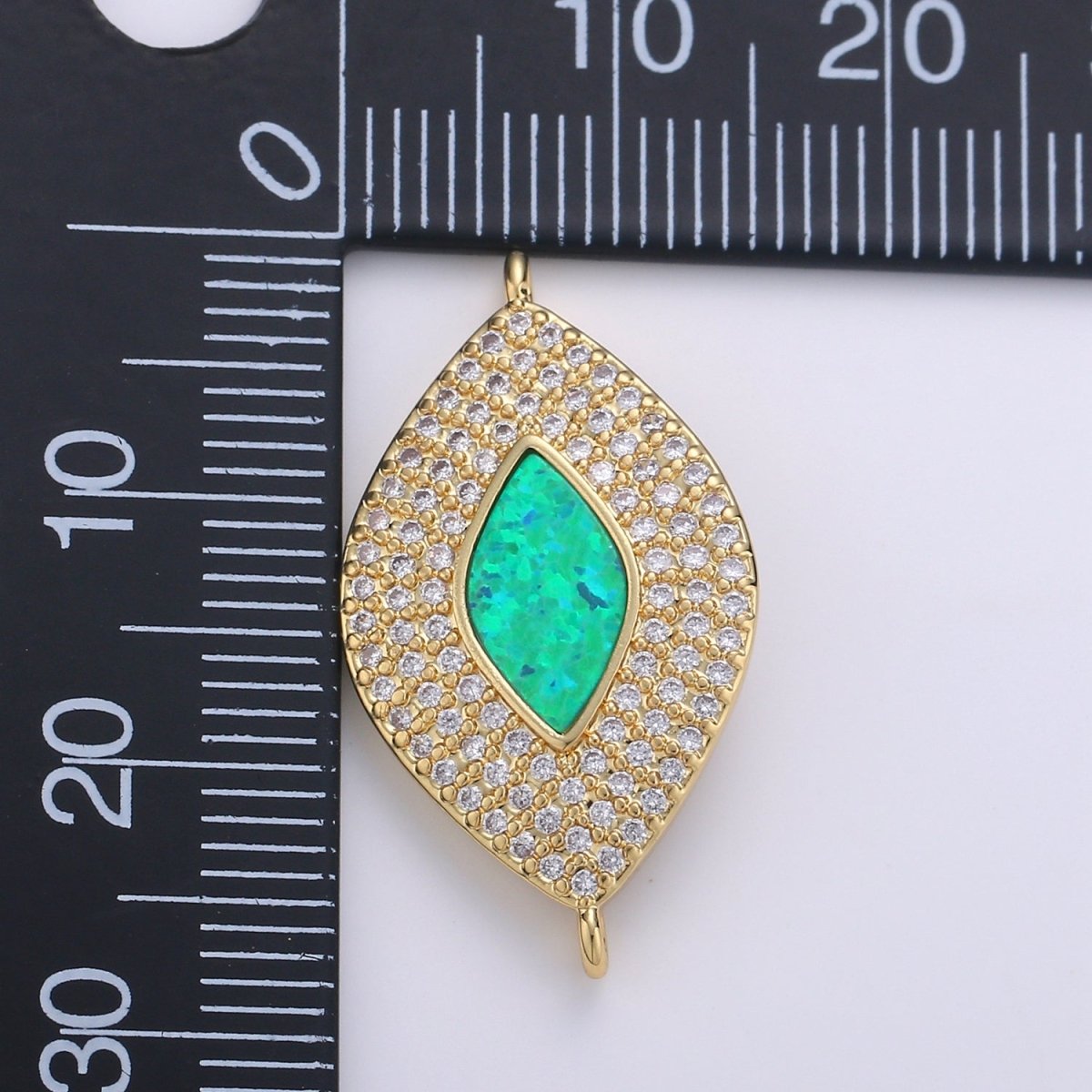 Dainty Evil Eye Opal, Blue Evil Eye Charm CONNECTOR with Cubic Pendant, Micro Pave Evil Eye Bracelet Connector F-487 F-490 - DLUXCA