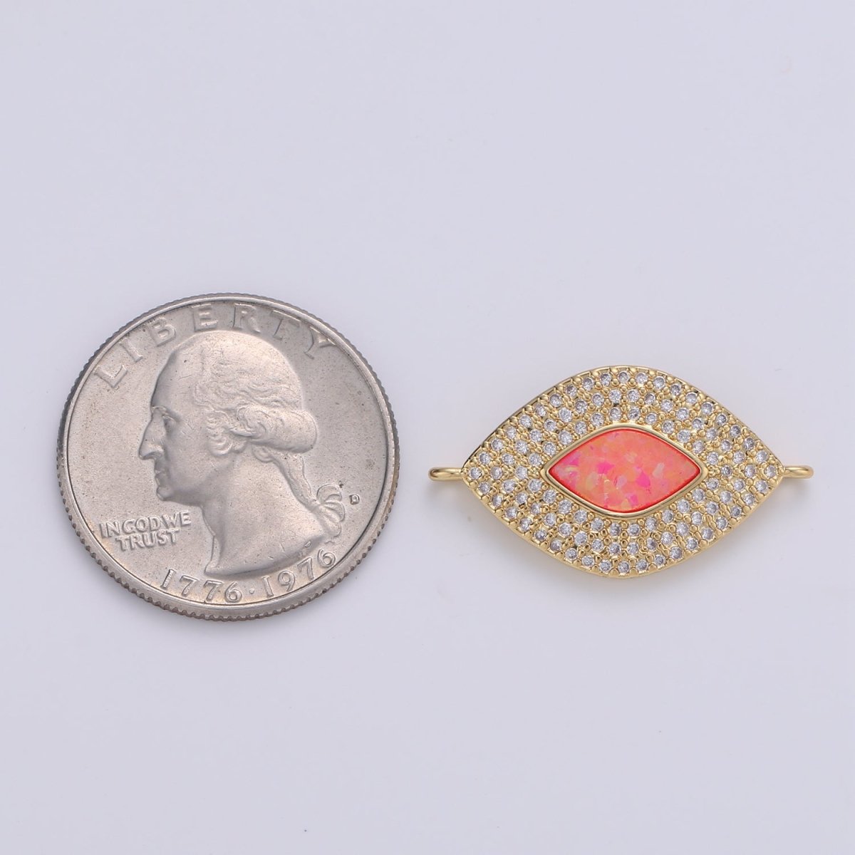 Dainty Evil Eye Opal, Blue Evil Eye Charm CONNECTOR with Cubic Pendant, Micro Pave Evil Eye Bracelet Connector F-487 F-490 - DLUXCA