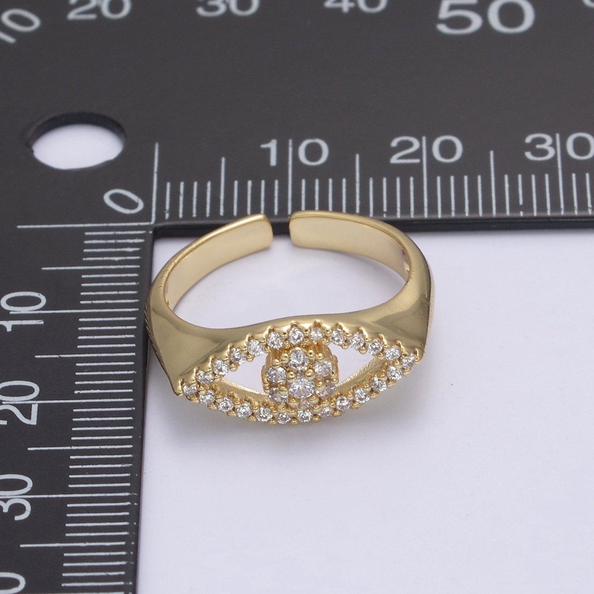 Dainty Evil Eye Stacking Ring, Gold Minimalist Ring, Simple CZ Ring, Gold Fill Ring, Thin Ring, Delicate Ring, Gift for her U-281 ~ U-284 - DLUXCA