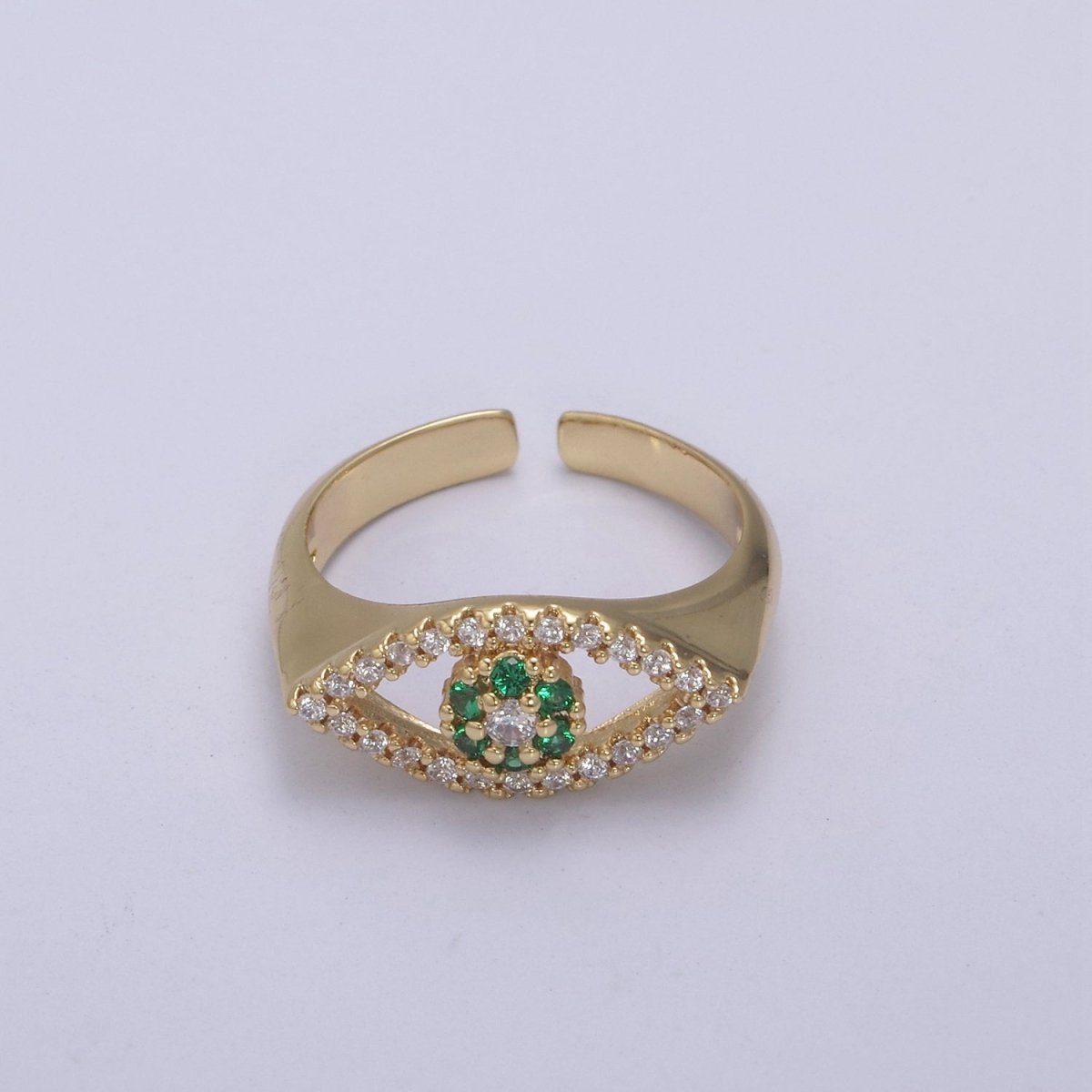 Dainty Evil Eye Stacking Ring, Gold Minimalist Ring, Simple CZ Ring, Gold Fill Ring, Thin Ring, Delicate Ring, Gift for her U-281 ~ U-284 - DLUXCA