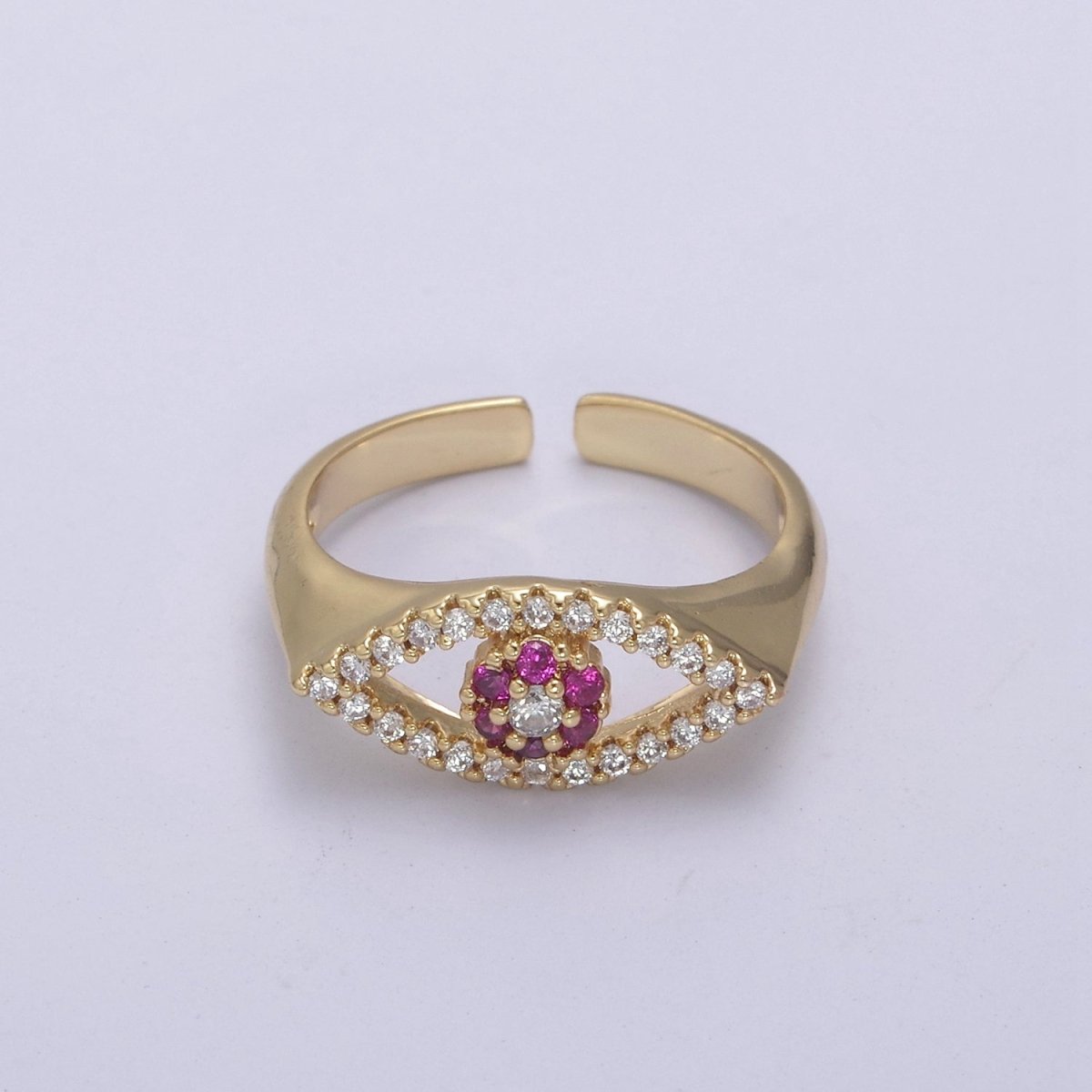 Dainty Evil Eye Stacking Ring, Gold Minimalist Ring, Simple CZ Ring, Gold Fill Ring, Thin Ring, Delicate Ring, Gift for her U-281 ~ U-284 - DLUXCA