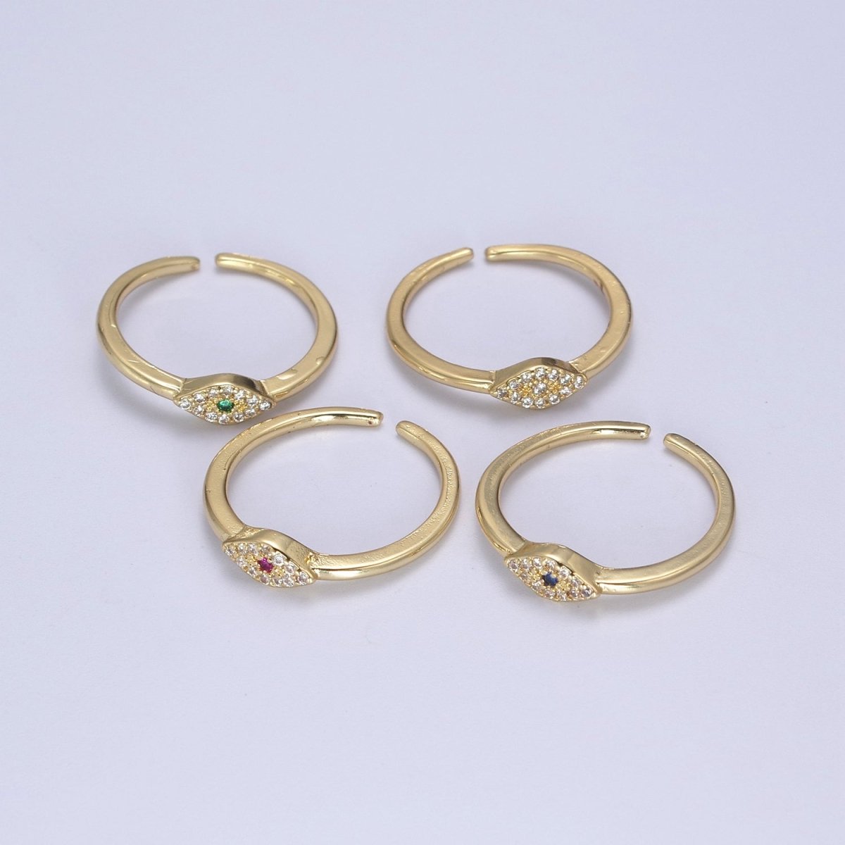 Dainty Evil Eye Stacking Ring, Gold Minimalist Ring, Simple cz Ring, Gold Filled Ring, Thin Ring, Delicate Ring, Gift for her U-325~U-328 - DLUXCA
