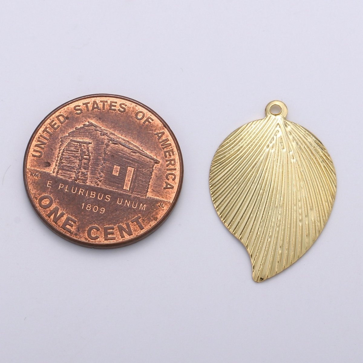 Dainty Flat Leaf Charm Pendant Gold leaf petal charm for DIY Jewelry Making 24k Gold Filled Findings, D-462 - DLUXCA