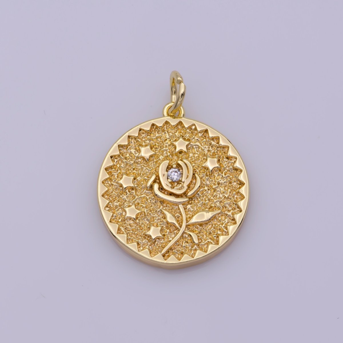 Dainty Floral Collection Sun Flower, Rose, Holly Flower, Cherry Blossom, Lotus Charm 18K Gold Filled Medallion N-189 N-190 N-191 N-192 N-201 - DLUXCA