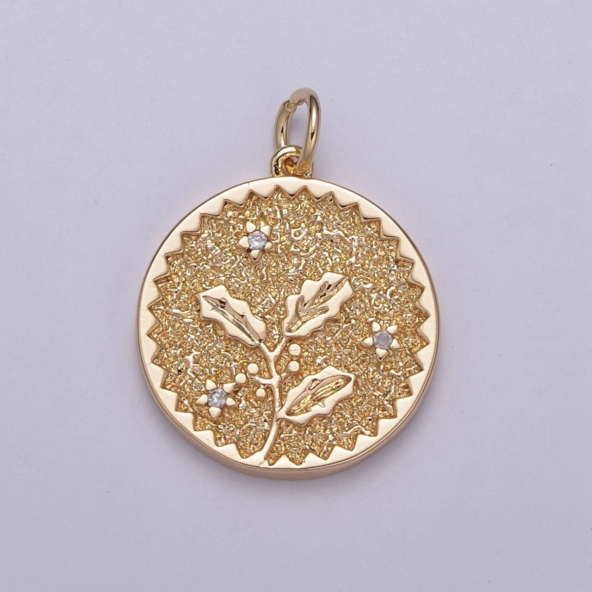 Dainty Floral Collection Sun Flower, Rose, Holly Flower, Cherry Blossom, Lotus Charm 18K Gold Filled Medallion N-189 N-190 N-191 N-192 N-201 - DLUXCA
