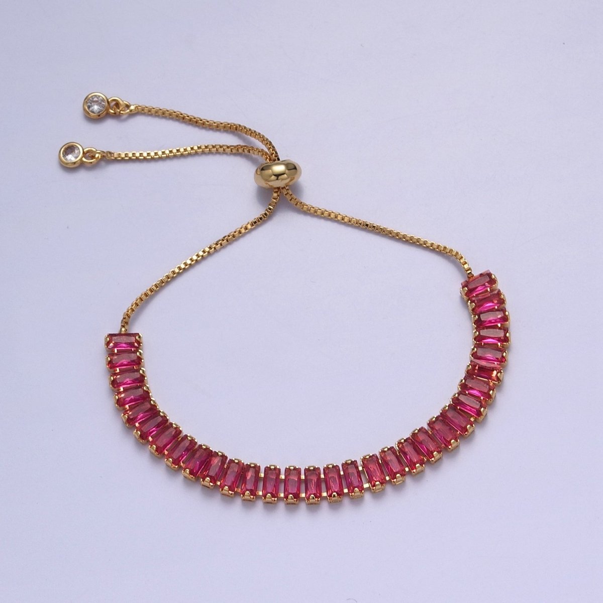 Dainty Gold Adjustable Baguette Tennis Bracelet CZ Tennis Bracelet Cubic Zirconia Bracelet | WA-896 to WA-903 Clearance Pricing - DLUXCA